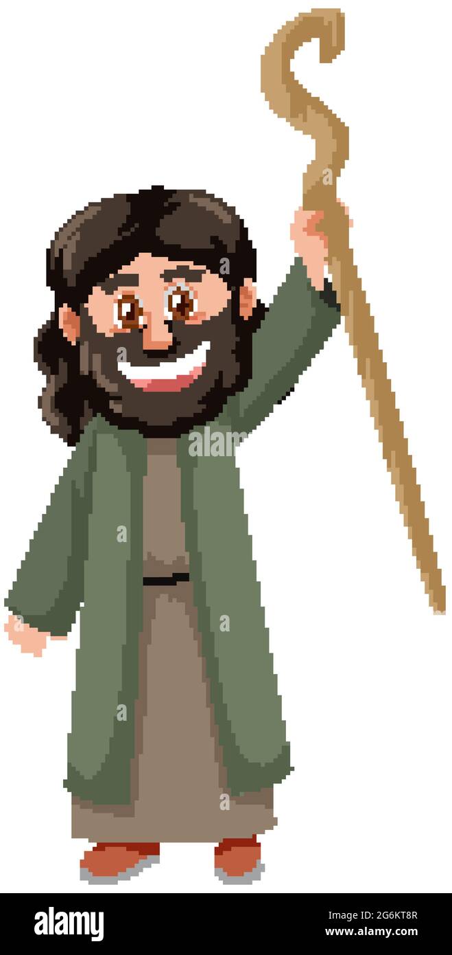 Noah cartoon character isolated on white background illustration Stock