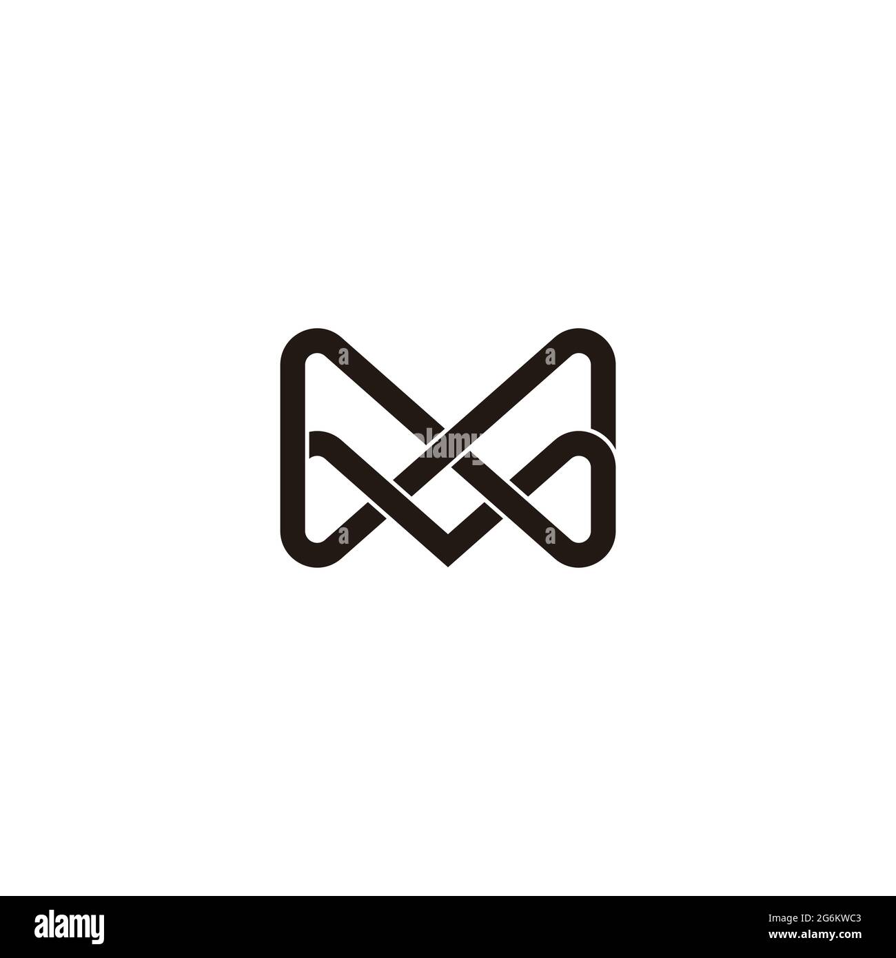 letter mv overlapping linear 3d logo vector Stock Vector