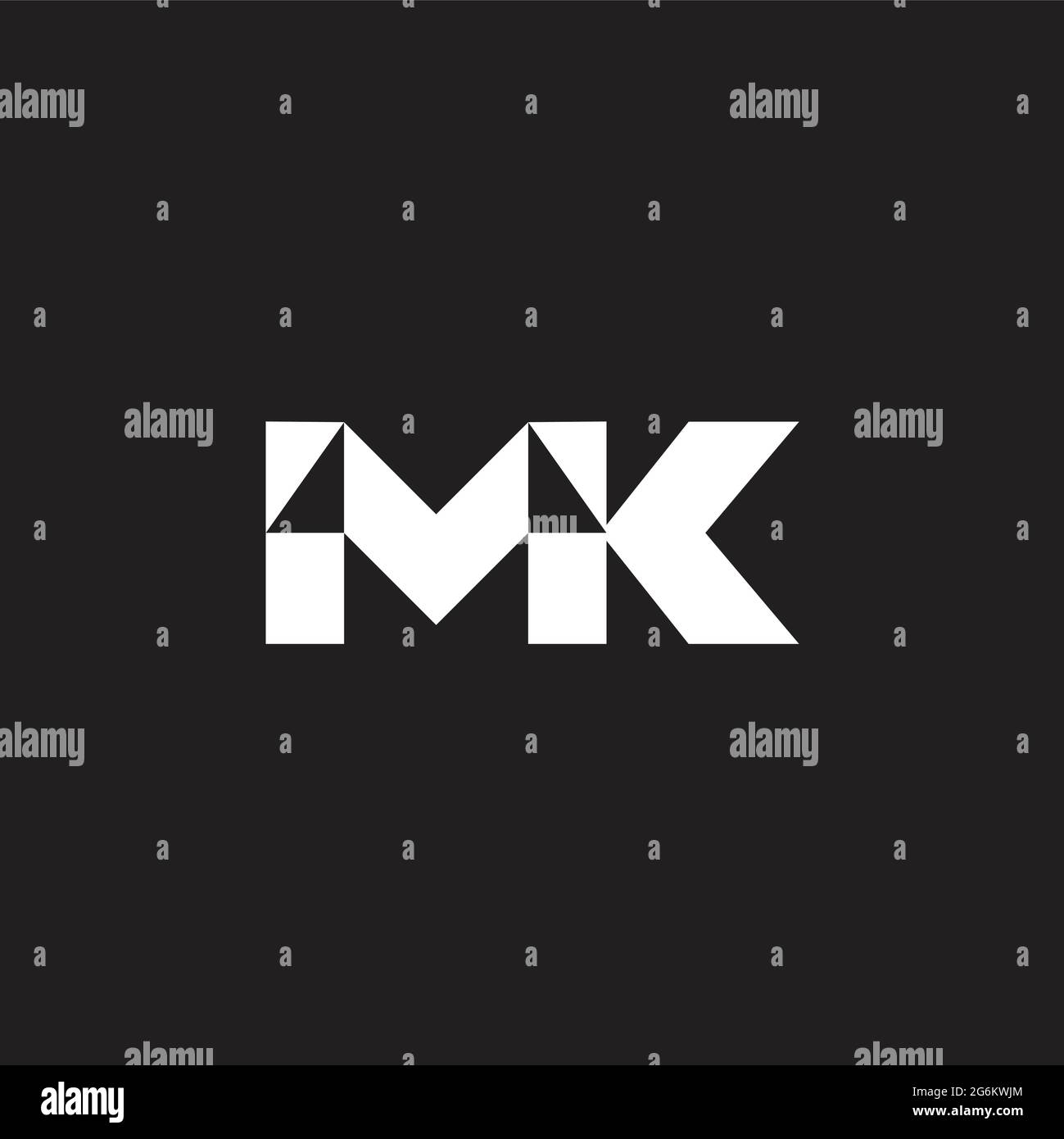letter mk triangles geometric mosaic logo vector Stock Vector