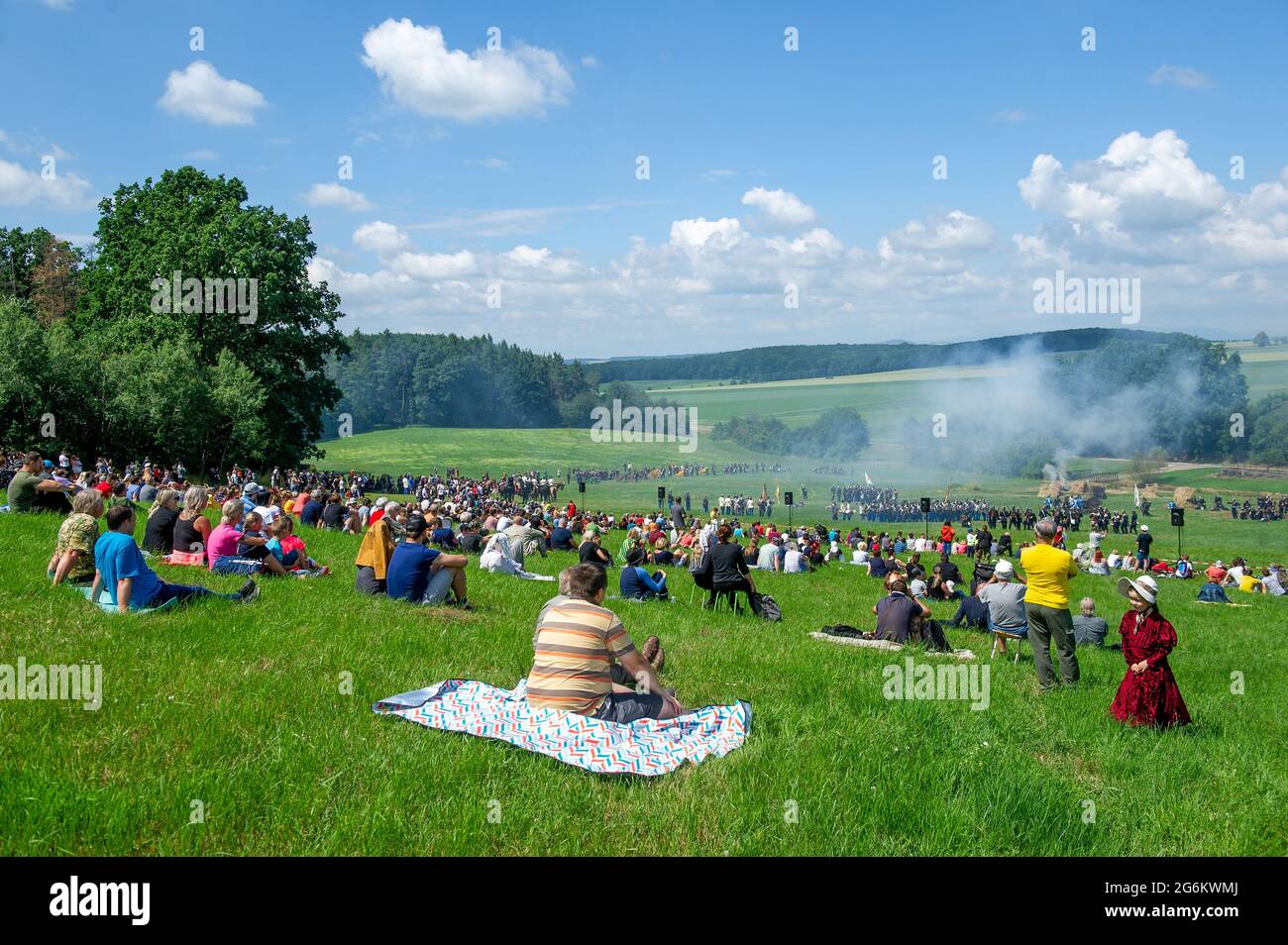 Chlum, Czech Republic. 03rd July, 2021. The Battle of Koniggratz that had occurred between Austrian and Prussian soldiers in 1866 was re-enacted on the battlefield in Chlum, Czech Republic, on July 3, 2021, and roughly 1,500 people came to see it. Credit: David Tanecek/CTK Photo/Alamy Live News Stock Photo