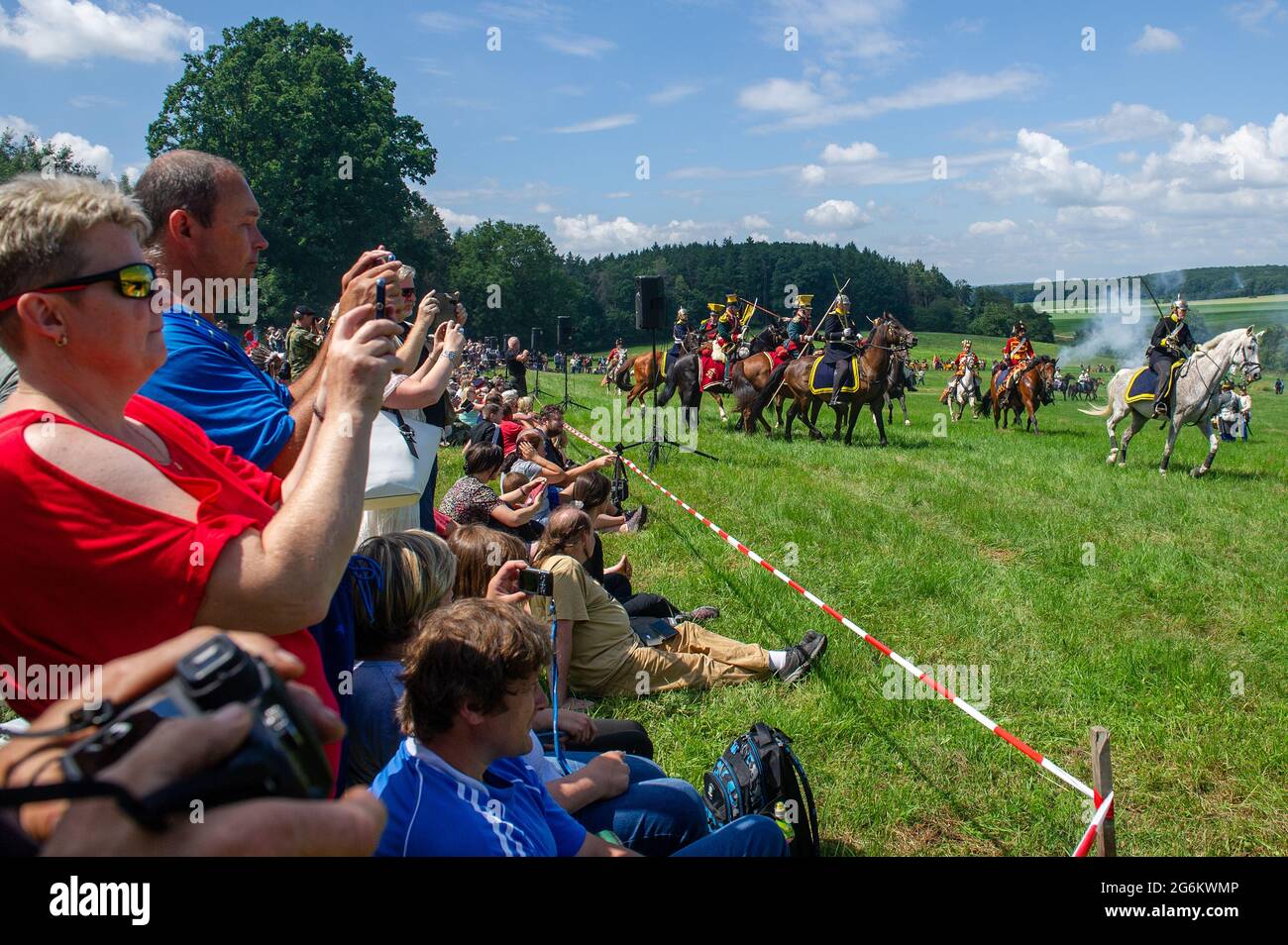 Chlum, Czech Republic. 03rd July, 2021. The Battle of Koniggratz that had occurred between Austrian and Prussian soldiers in 1866 was re-enacted on the battlefield in Chlum, Czech Republic, on July 3, 2021, and roughly 1,500 people came to see it. Credit: David Tanecek/CTK Photo/Alamy Live News Stock Photo