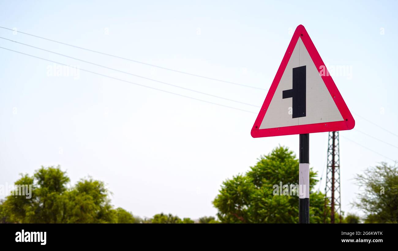 Real Road sign to move Left side on a sign board. Road sign board with