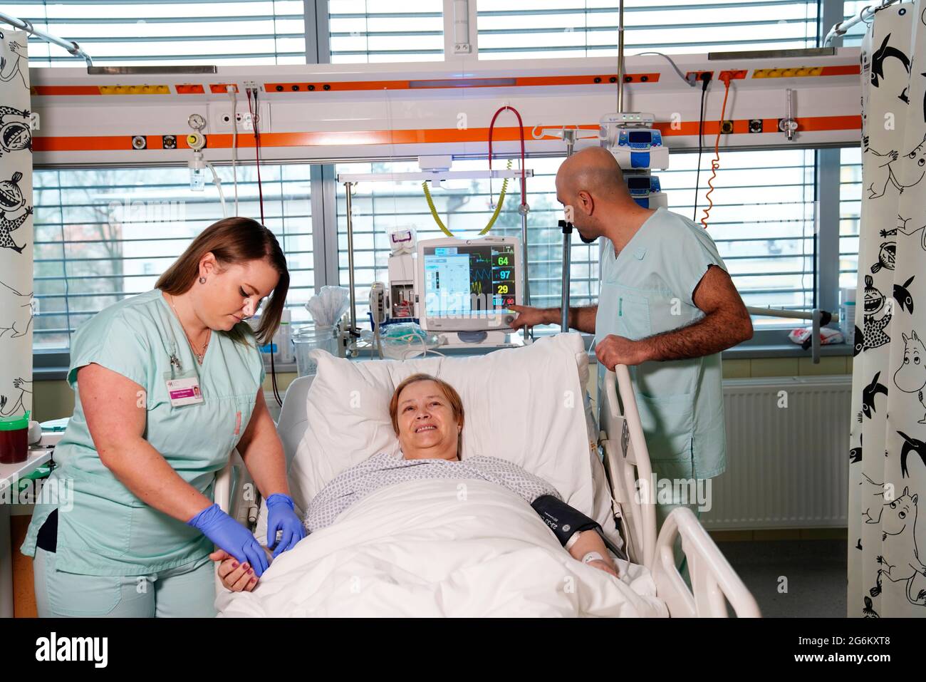 Coronary unit, patient after myocardial infarction, Karlovy Vary, Czech Republic Stock Photo