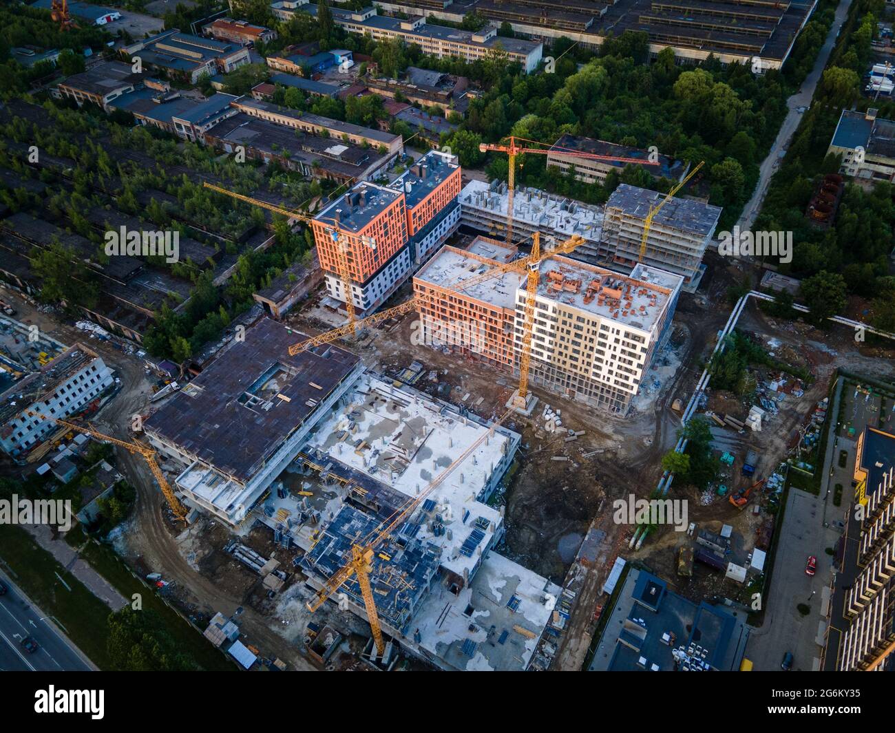 aerial view of construction site crane real estate Stock Photo Alamy
