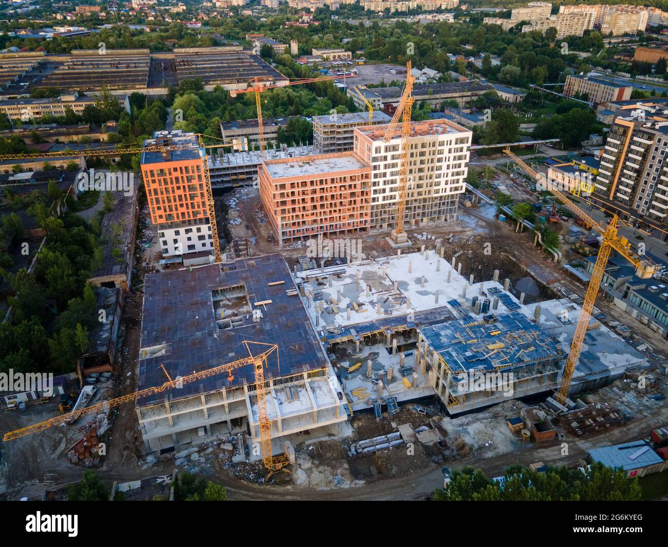 aerial view of construction site crane real estate Stock Photo Alamy