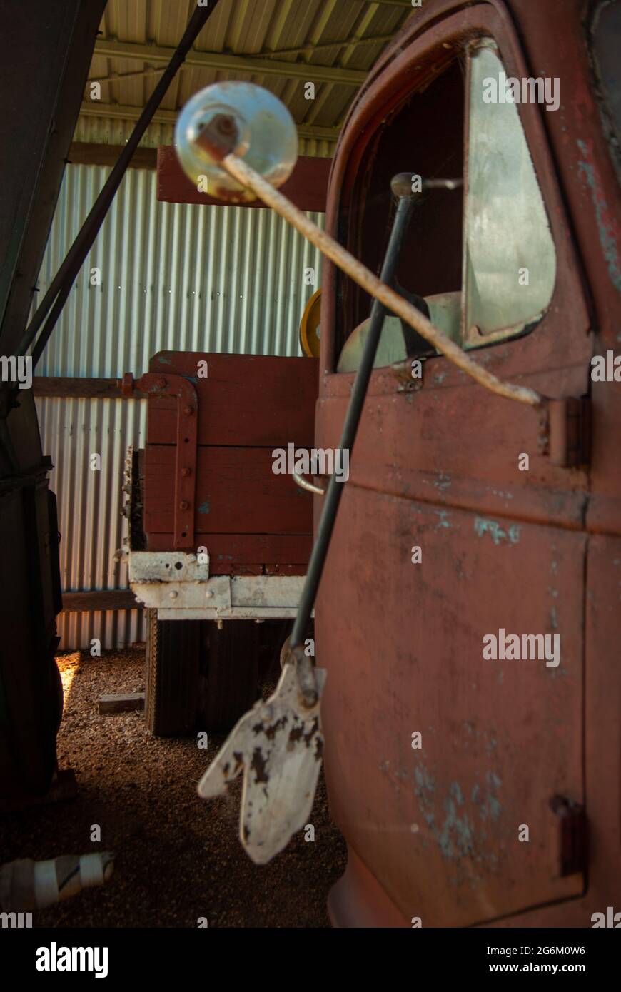 Turn Signal Arm, Mechanical Hand Signal on Bedford Truck Stock Photo