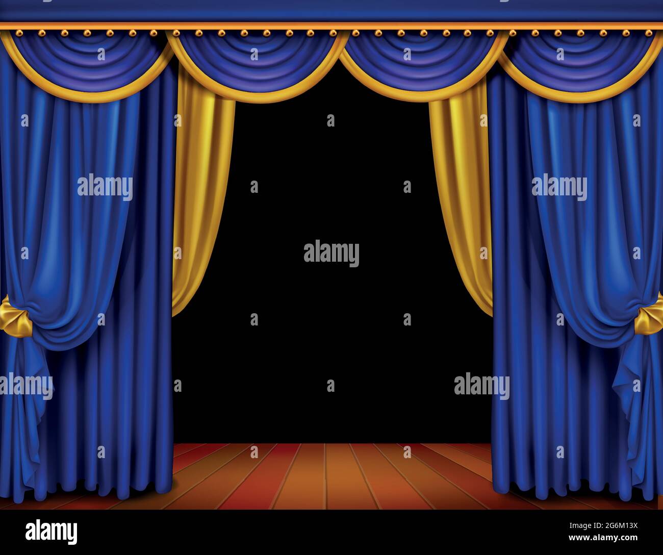 Theater stage with blue curtain Stock Vector Image & Art - Alamy