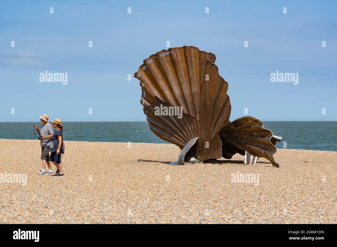 Aldeburgh scallop shell sculpture, Suffolk, UK, a tribute to the composer Benjamin Britten Stock Photo