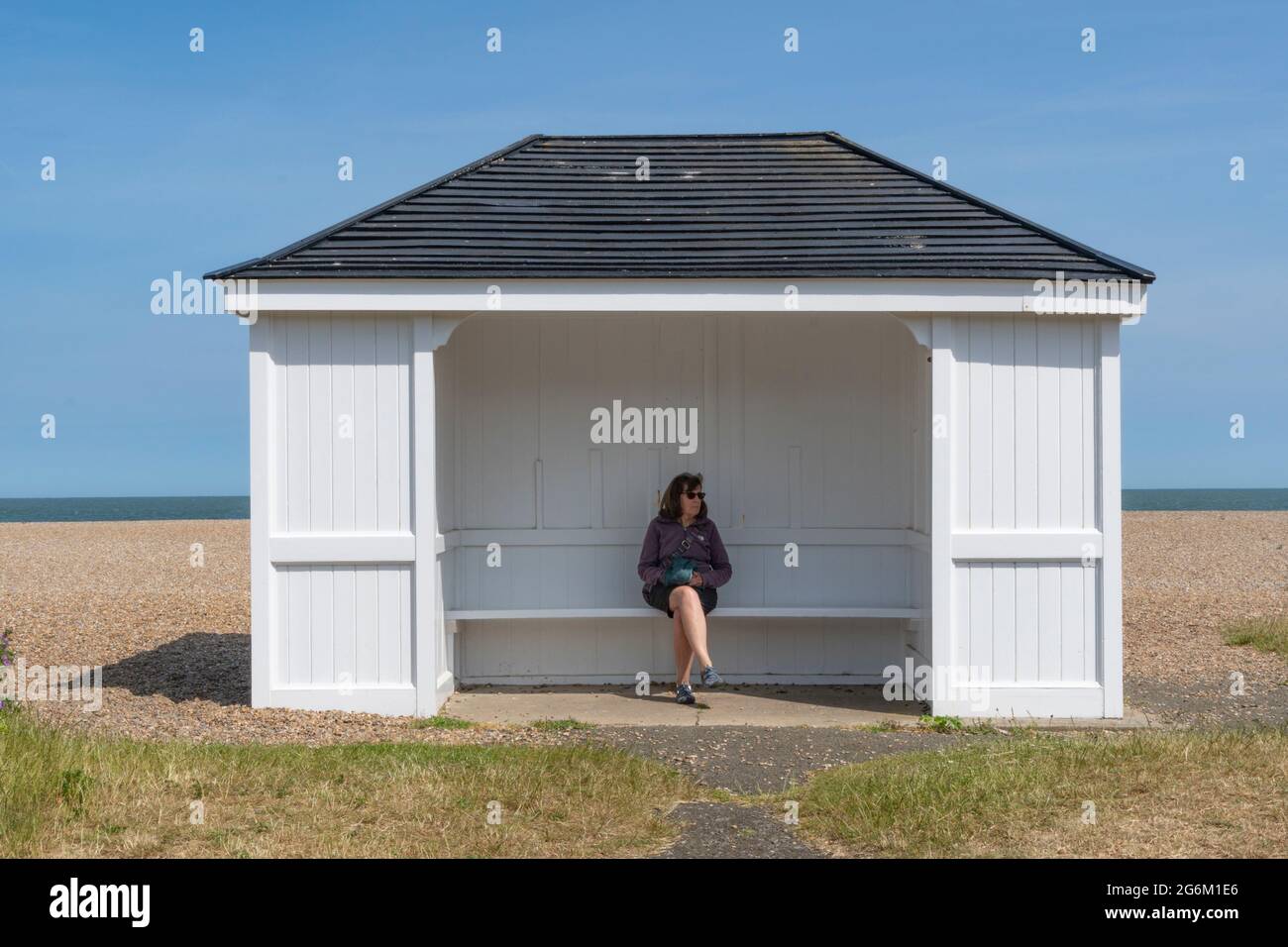 Traditional British seaside shelter Stock Photo