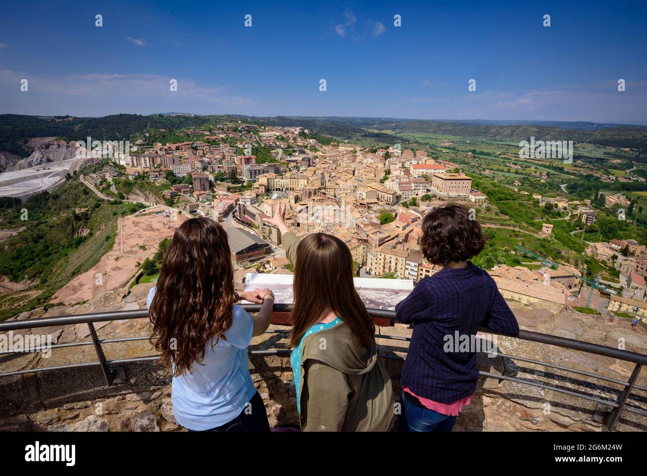 Views of Cardona and the salt mines seen from the Minyona tower of the Cardona castle (Bages, Barcelona, Catalonia, Spain) ESP: Vistas de Cardona Stock Photo