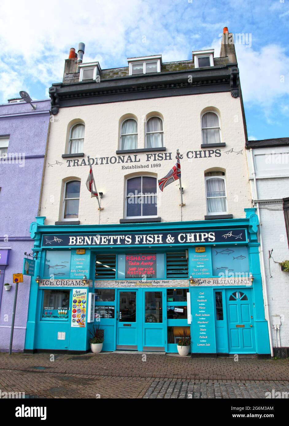 A fish & chips shop on Trinity Road in Weymouth, Dorset, England Stock