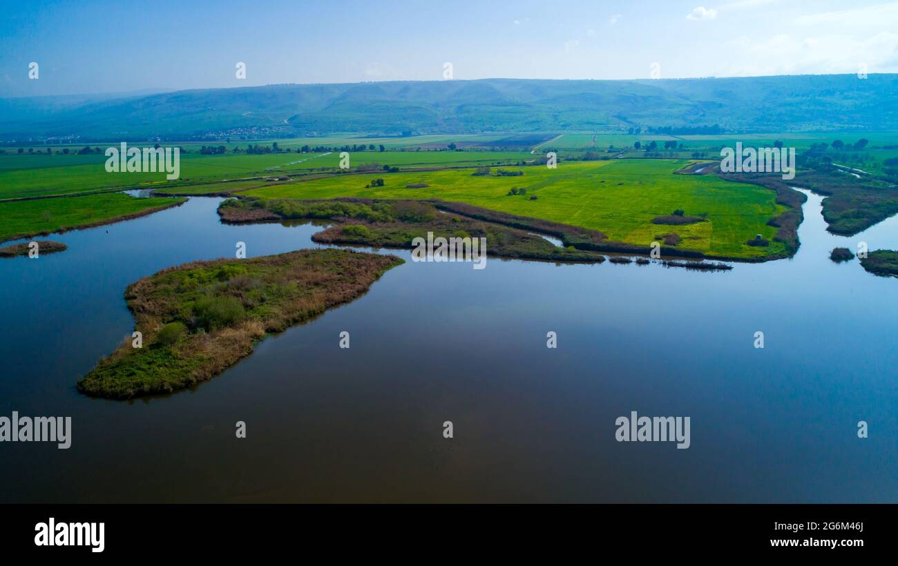 Elevated view of the Hula Valley, Galilee, Israel Stock Photo