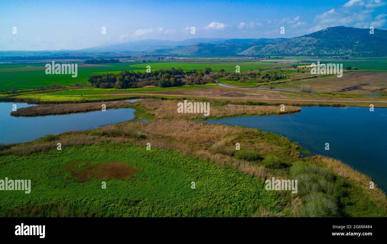Elevated view of the Hula Valley, Galilee, Israel Stock Photo