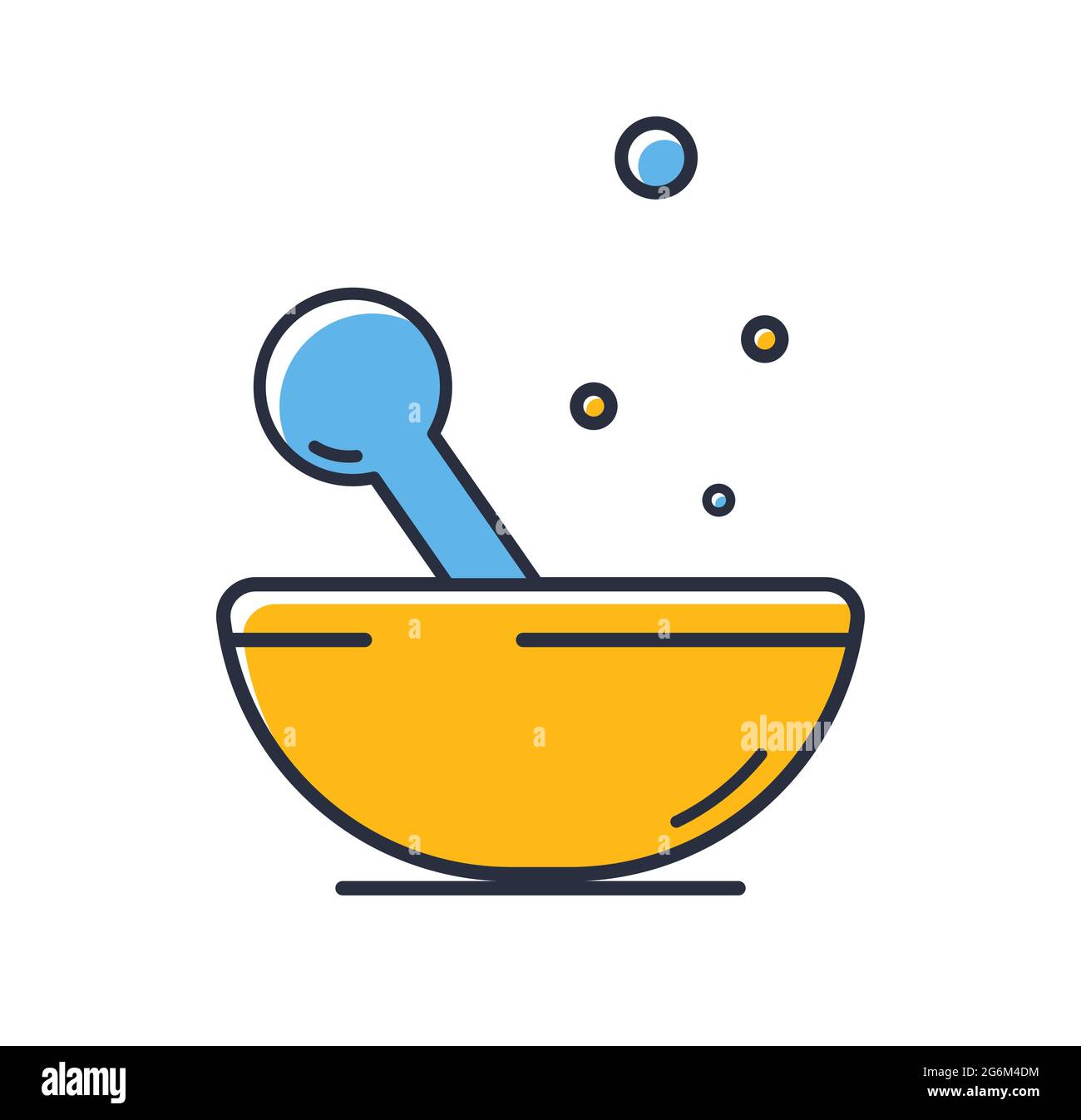 Bowl Line Icon. Bowl for grinding isolated on white background. Design elements, colored. Element for mobile concepts and web apps. Flat style vector Stock Vector