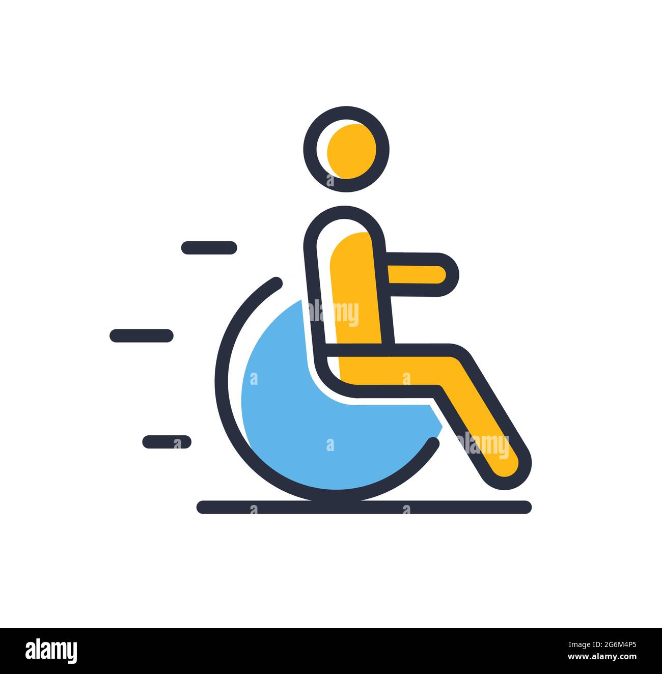 Disabled person icon. Disabled person isolated on white background. Design elements, colored