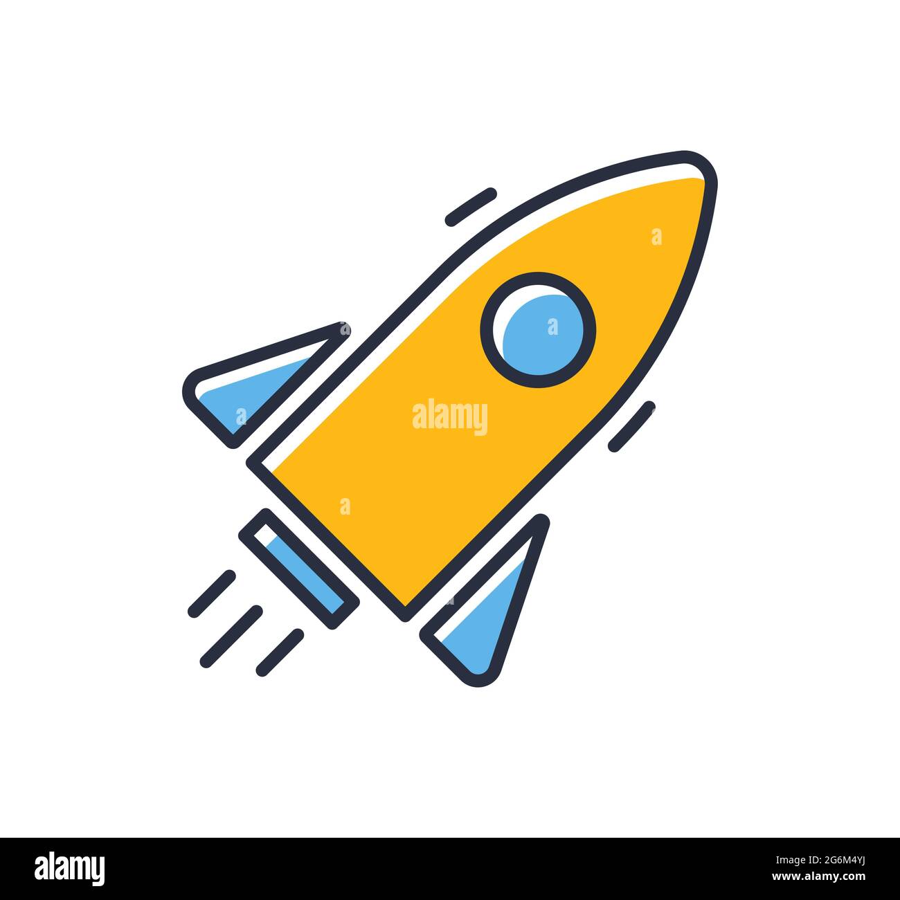 Rocket icon. Startup concept isolated on white background. Design elements, colored. Element for mobile concepts and web apps. Flat style vector illus Stock Vector