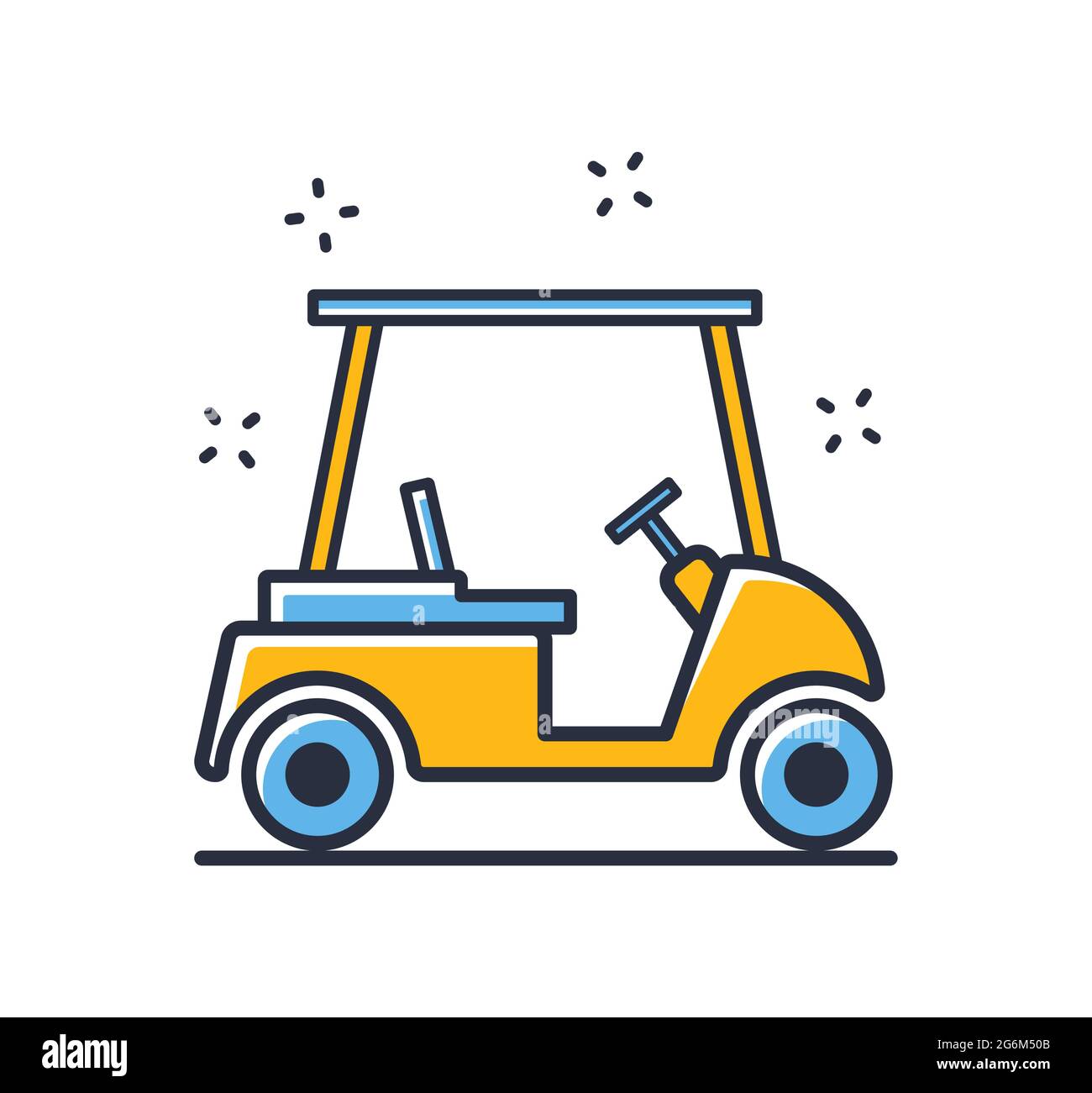 Golf cart icon. Golf car isolated on white background. Design elements, colored. Element for mobile concepts and web apps. Flat style vector illustrat Stock Vector