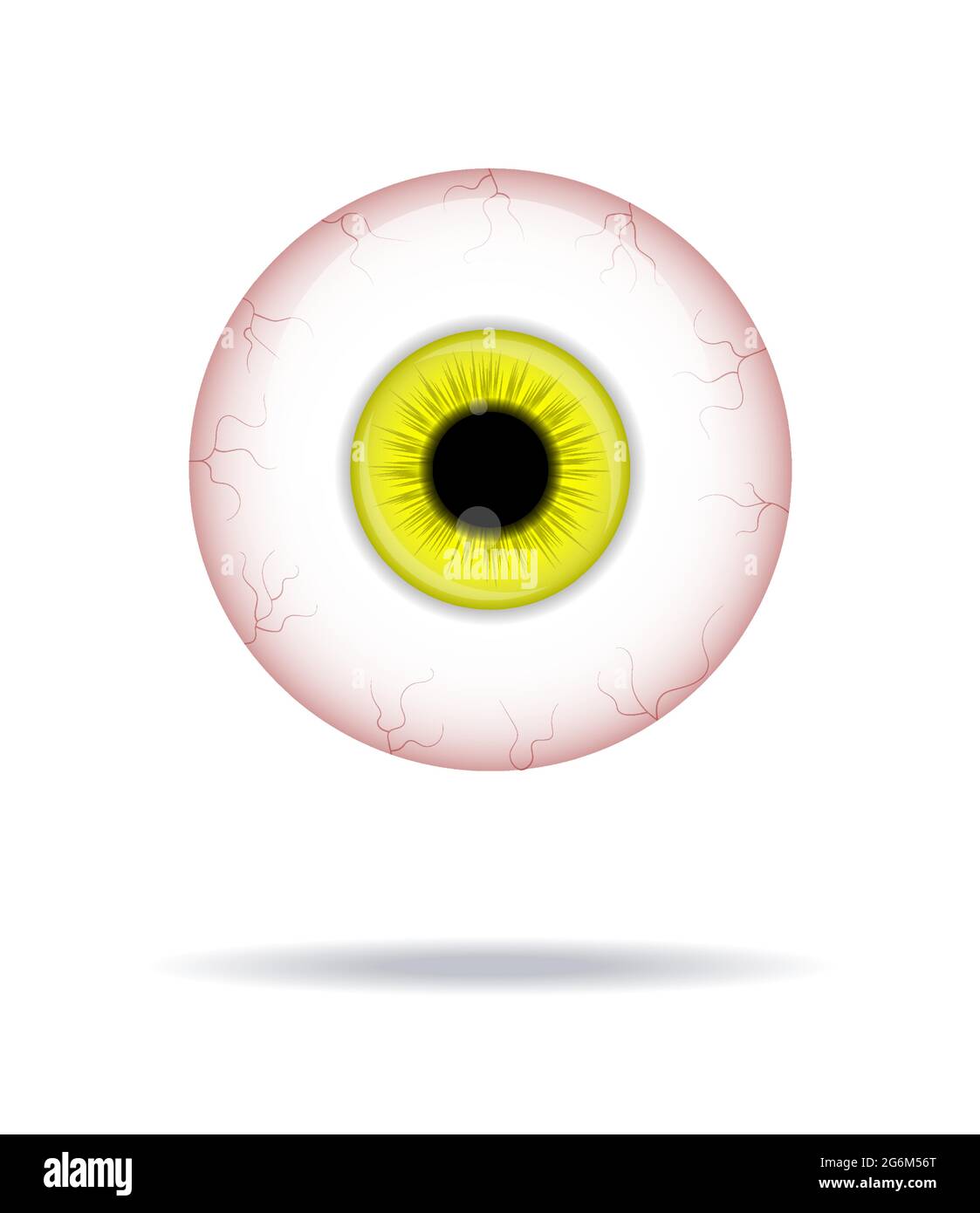 Realistic human eyeball. Eyeball with yellow iris photo realistic