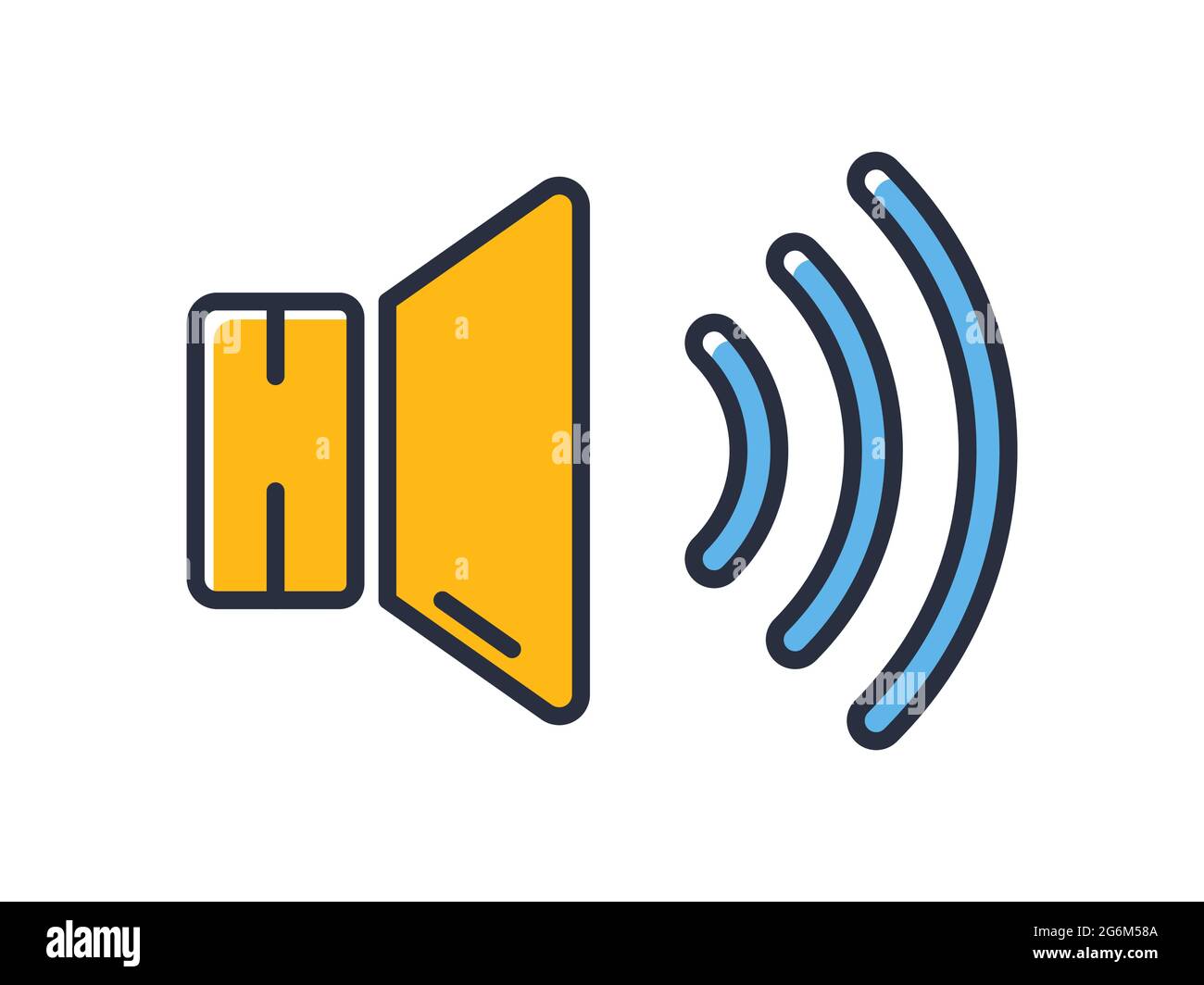 Speaker sound icon. Audio speaker volume isolated on white background. Design elements colored. Can be used for mobile concepts and web applications, Stock Vector