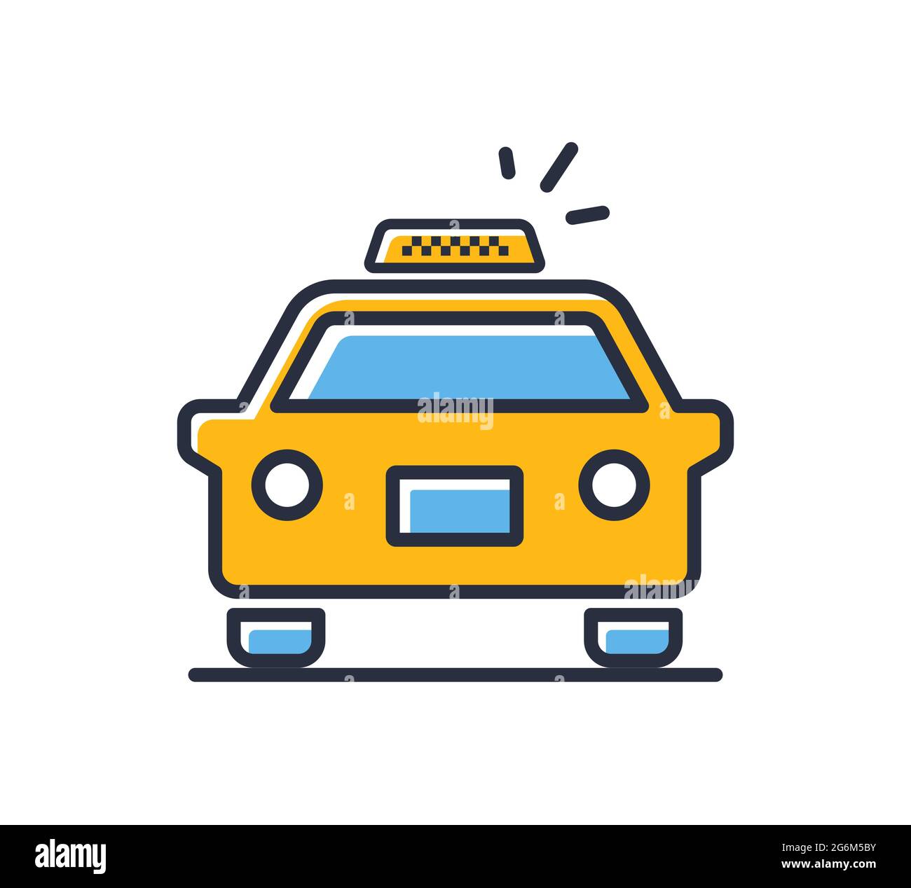 Taxi icon. Yellow taxi isolated on white background. Design elements, colored. Element for mobile concepts and web apps. Flat style vector illustratio Stock Vector