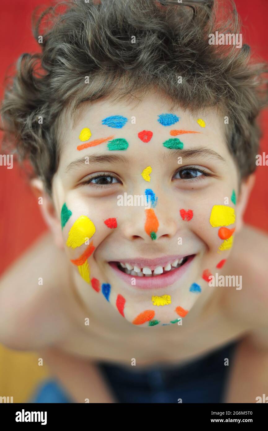 Portrait of a child with painted face Stock Photo