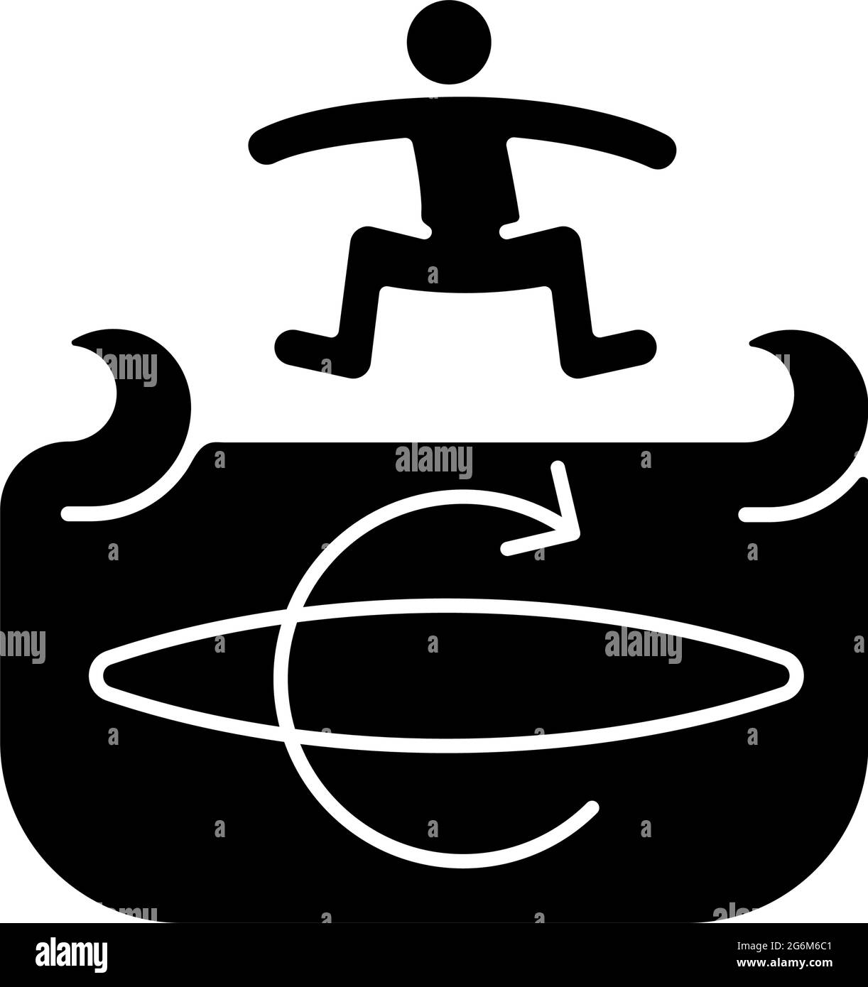Kickflip surfing technique black glyph icon Stock Vector Image & Art