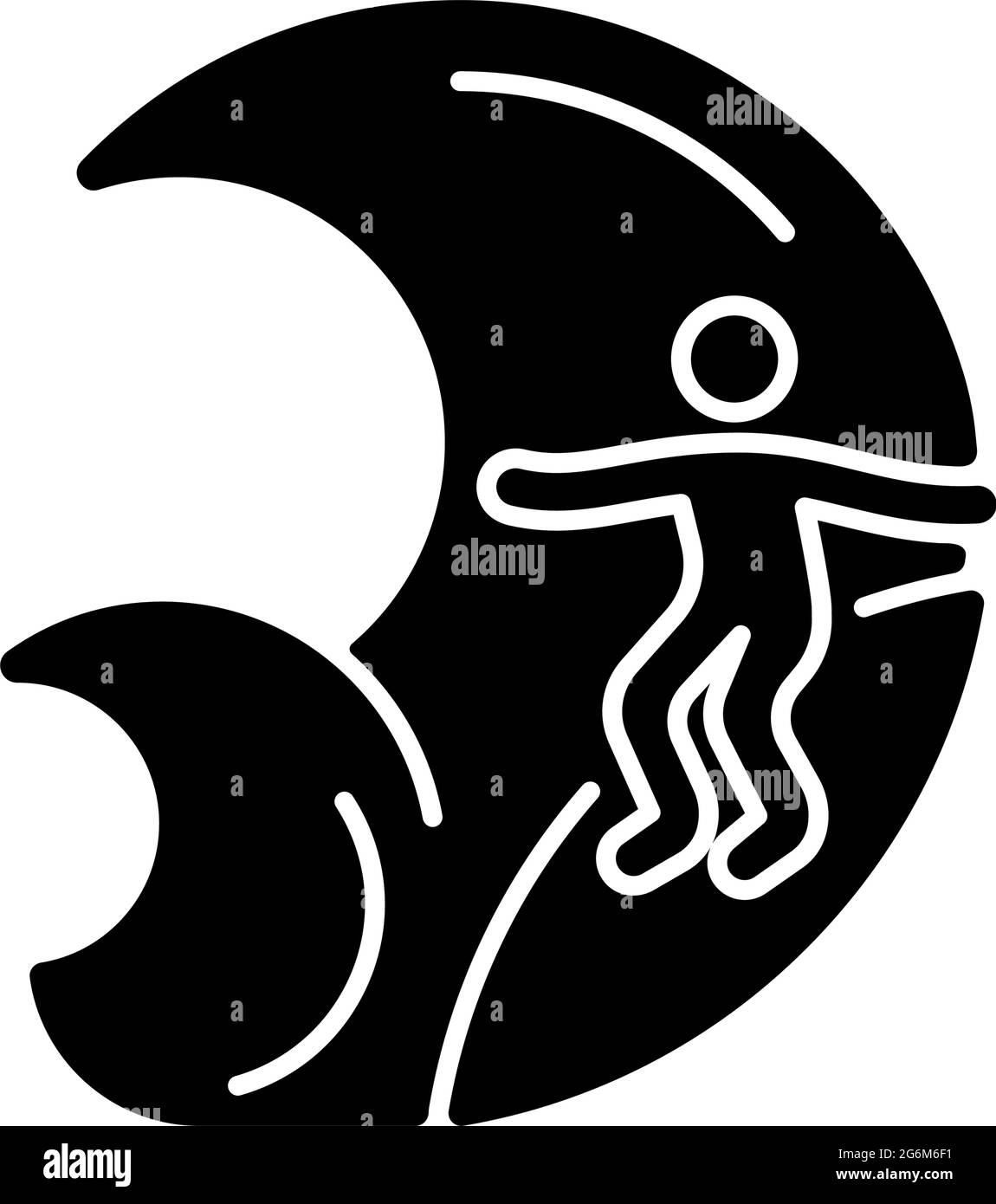 Big wave surfing black glyph icon