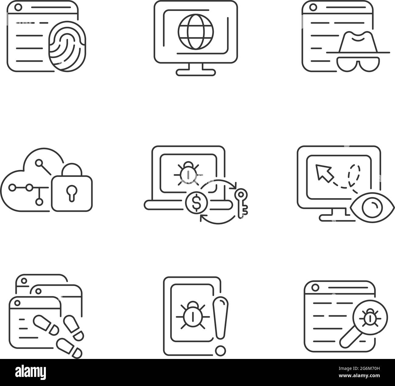Online behavior monitoring linear icons set Stock Vector Image & Art ...