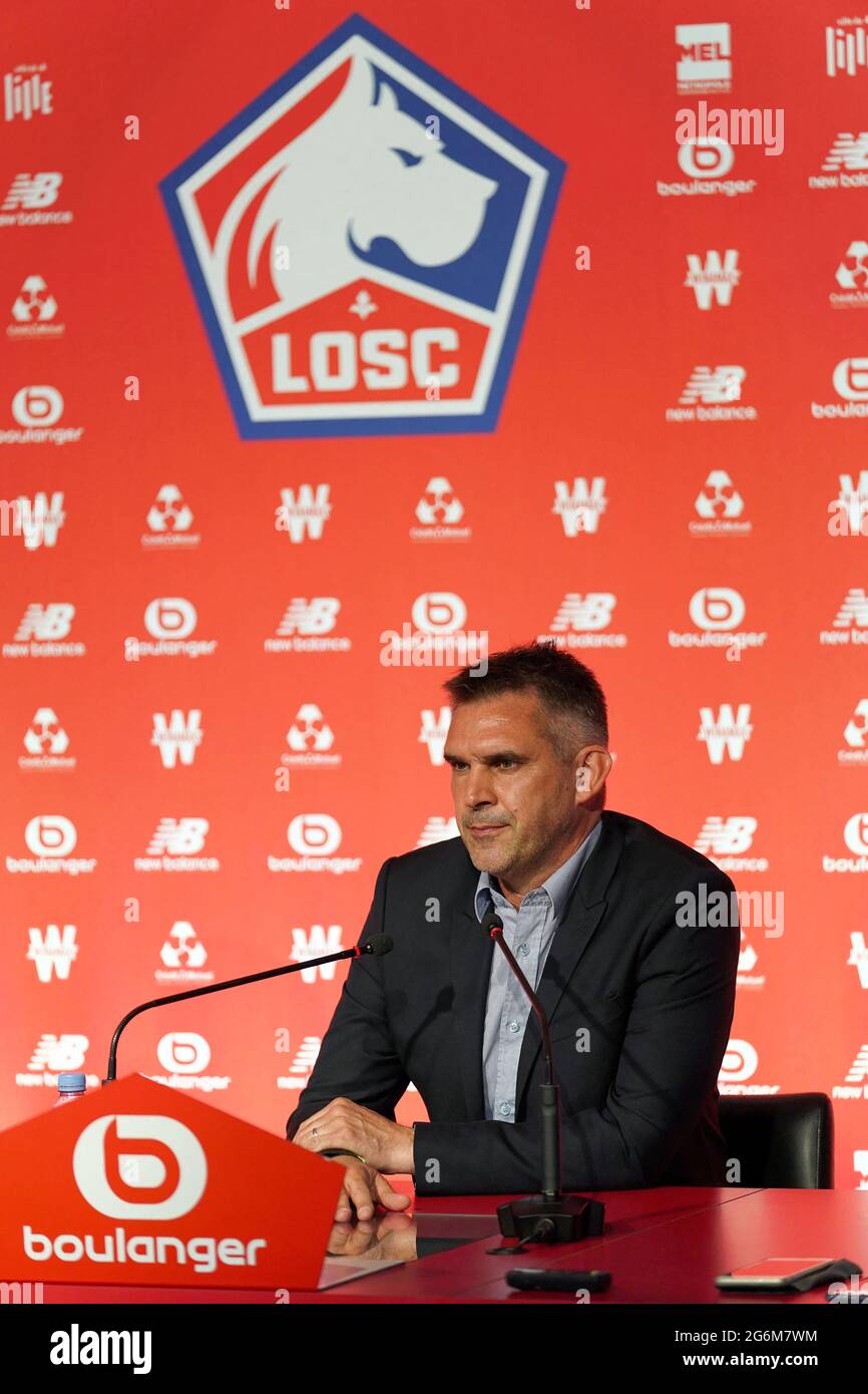 Ligue 1 Lille Losc Football Team S New Appointed Head Coach Jocelyn Gourvennec Gives A Press Conference On July 7 2021 At The Losc Training Center In Camphin En Pevele Near Lille Northern France Photo