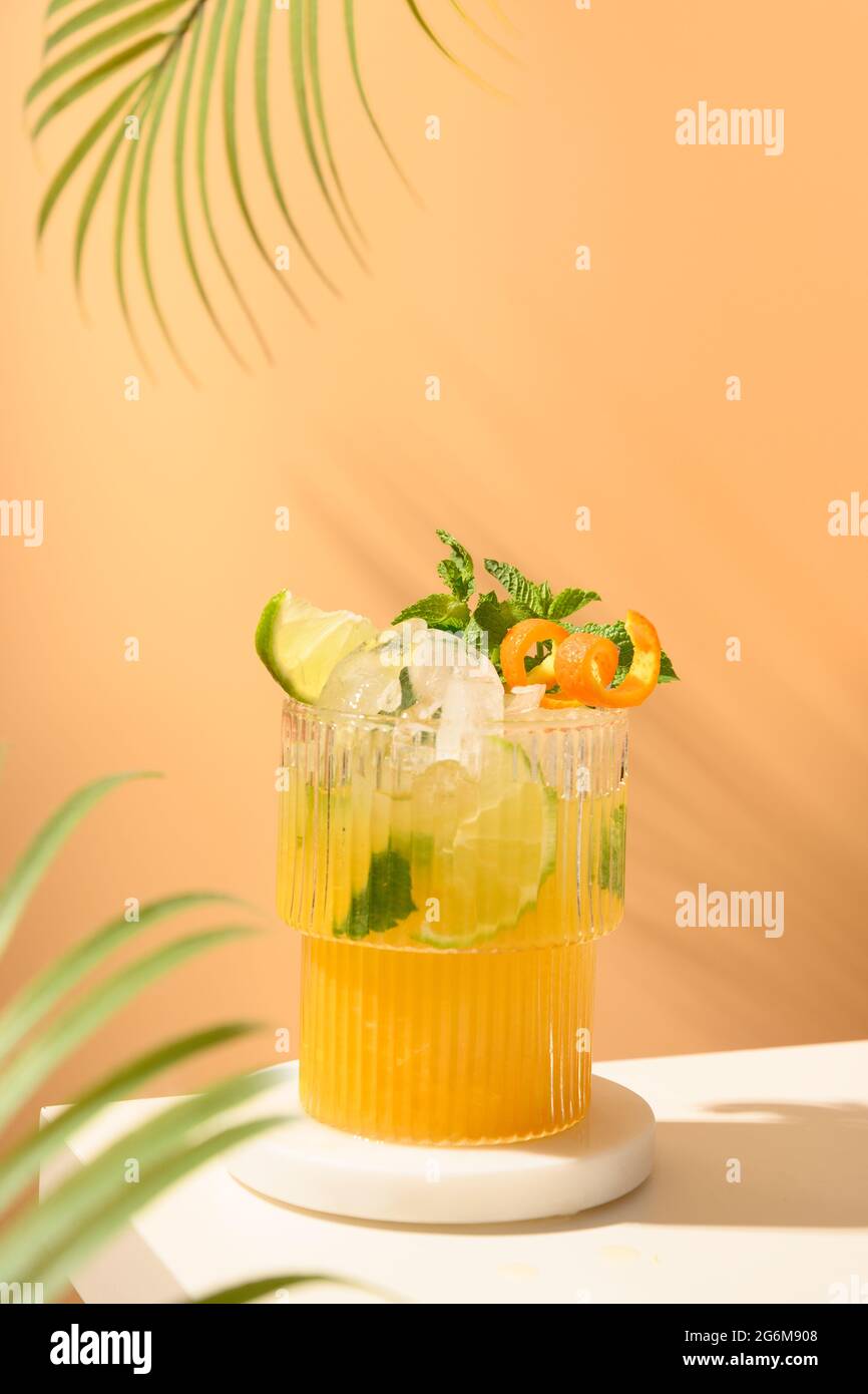 Classic freshness cocktail, mojito, lemonade or mai tai with lime