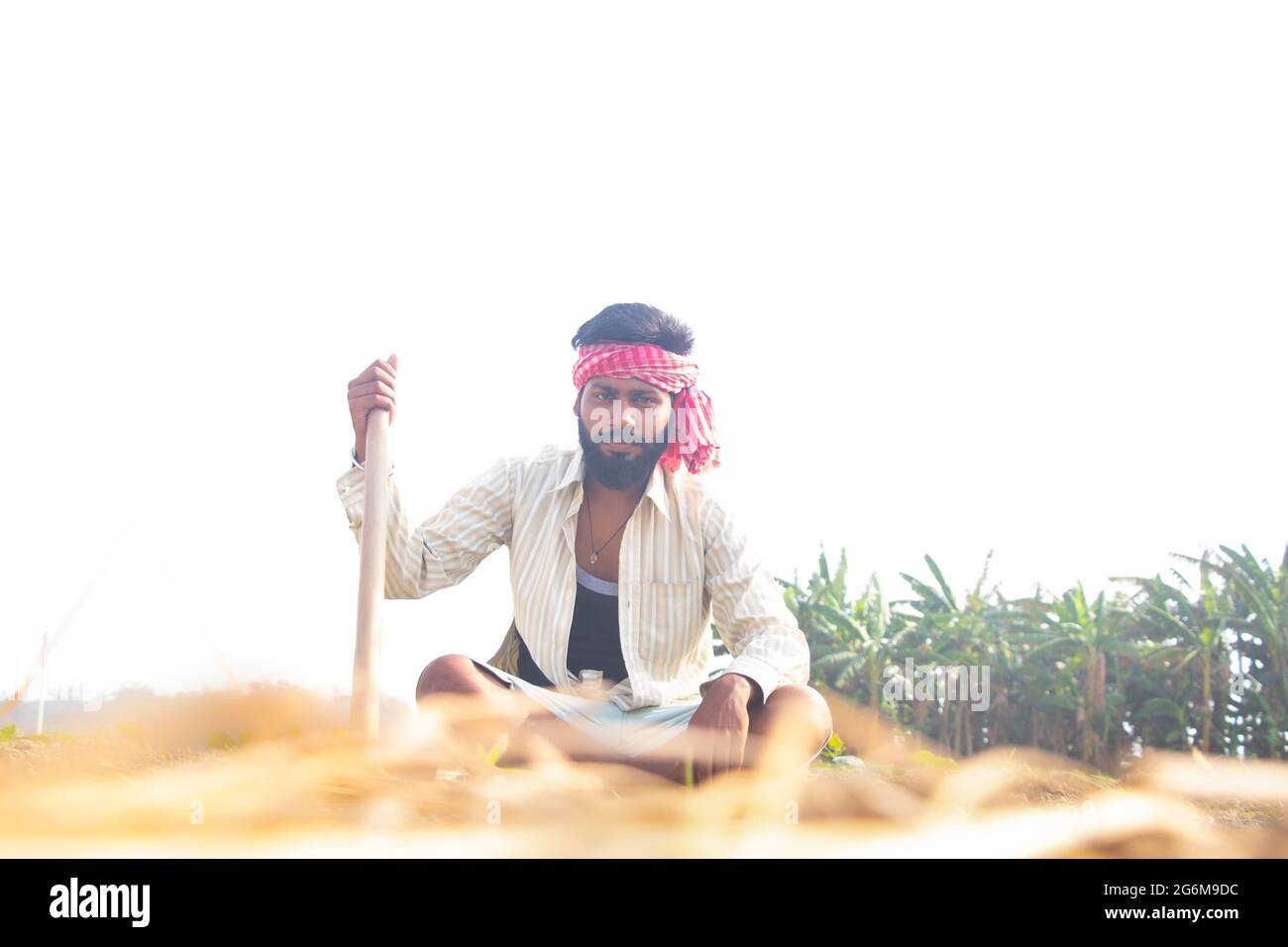 Indian Young Farmer Sitting on his agriculture field Stock Photo - Alamy