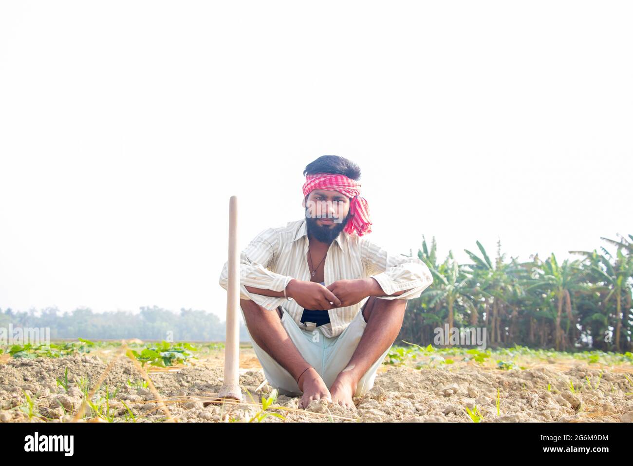 Indian Young Farmer Sitting on his agriculture field Stock Photo - Alamy