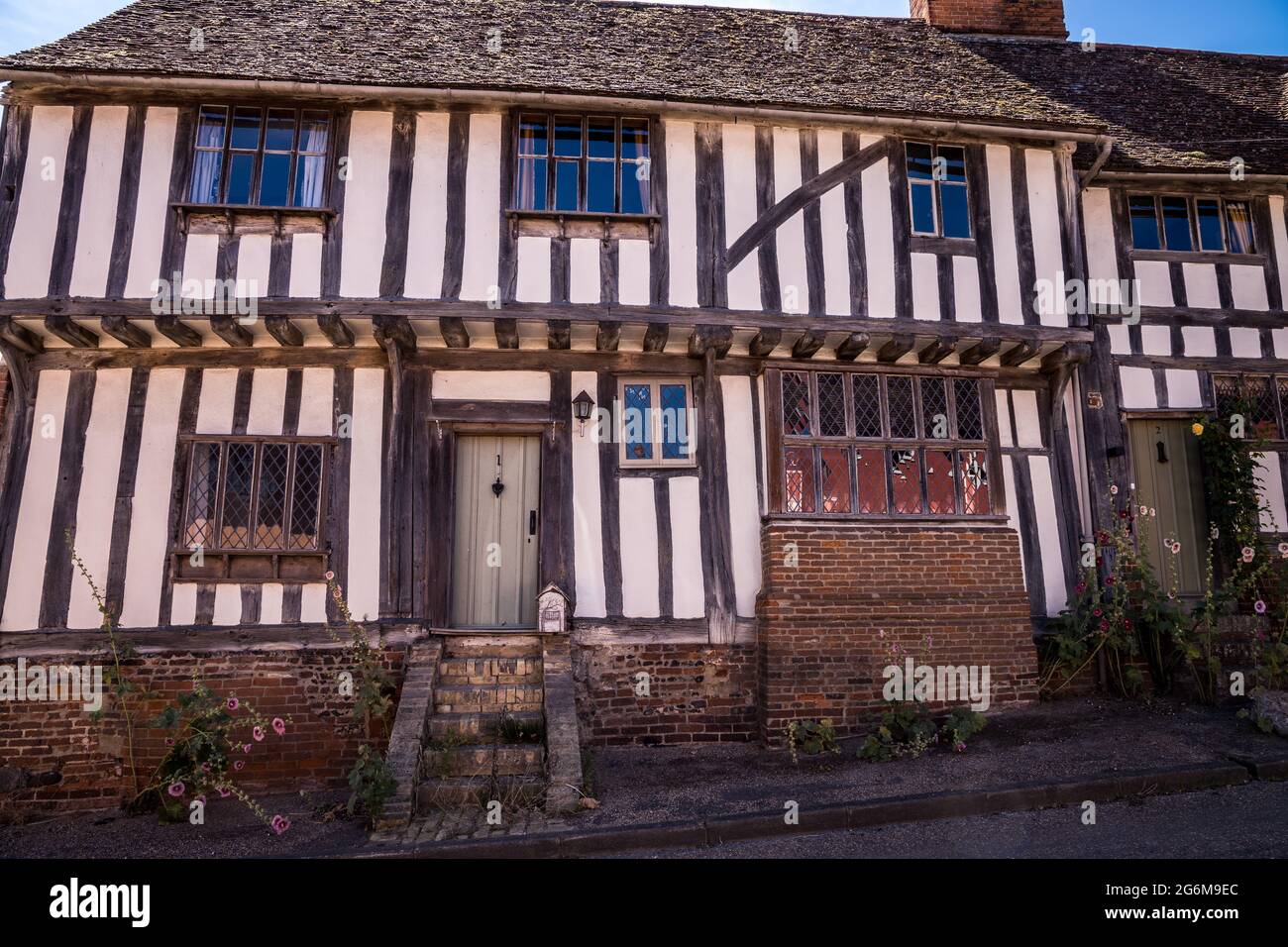Front of a timber framed house at the Street Kersey in Suffolk, an quintessential picture-postcard English village Stock Photo