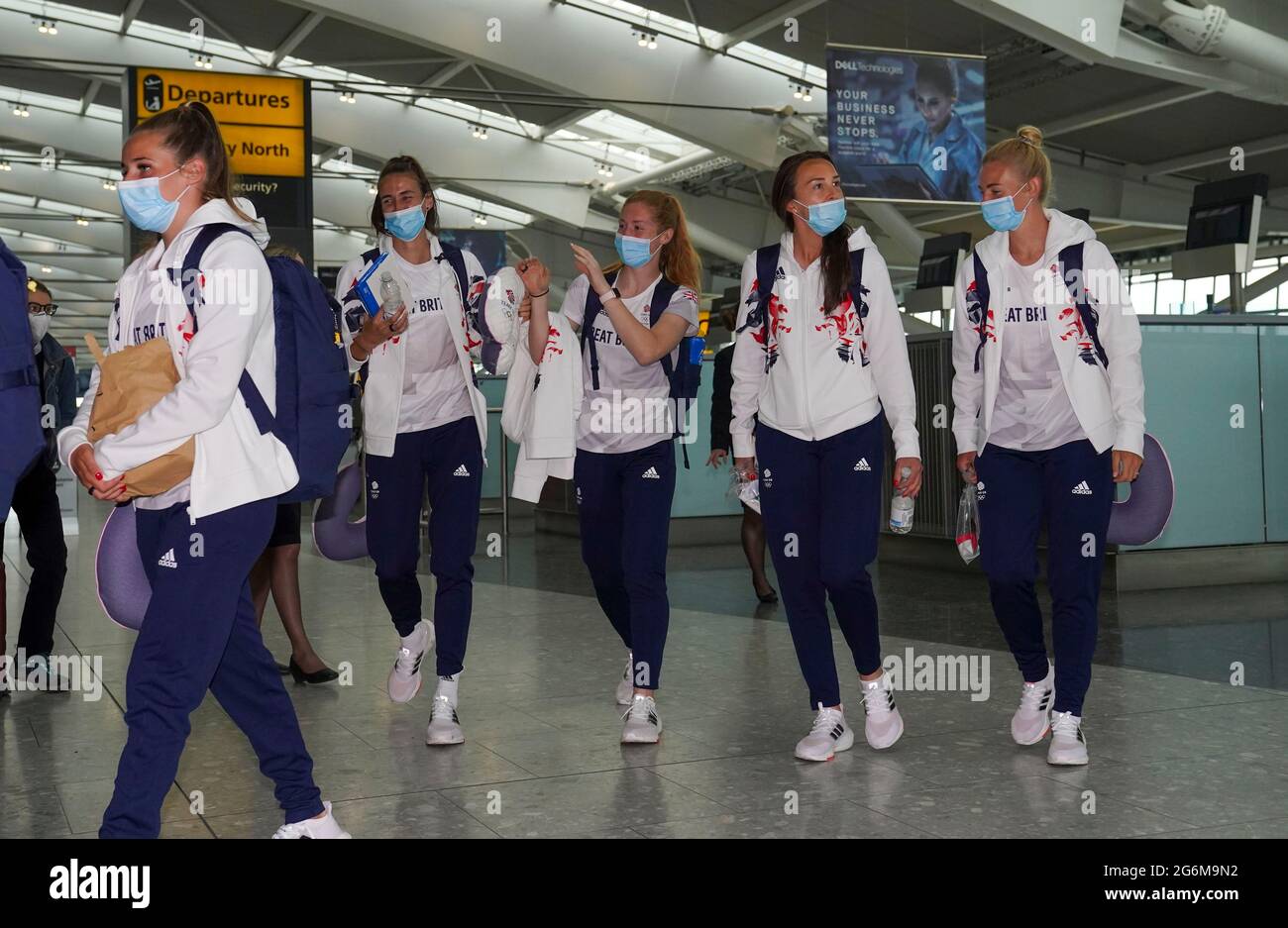 Members of the Team GB Women's Football Team depart London for the Tokyo Olympics. Picture date: Wednesday July 7, 2021. Stock Photo