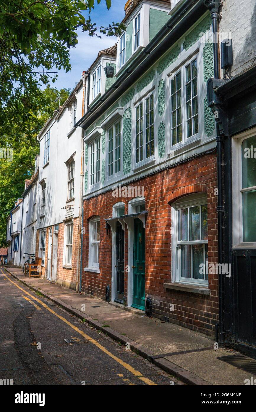 Old terraced houses in Little St Marys Lane Cambridge England Stock