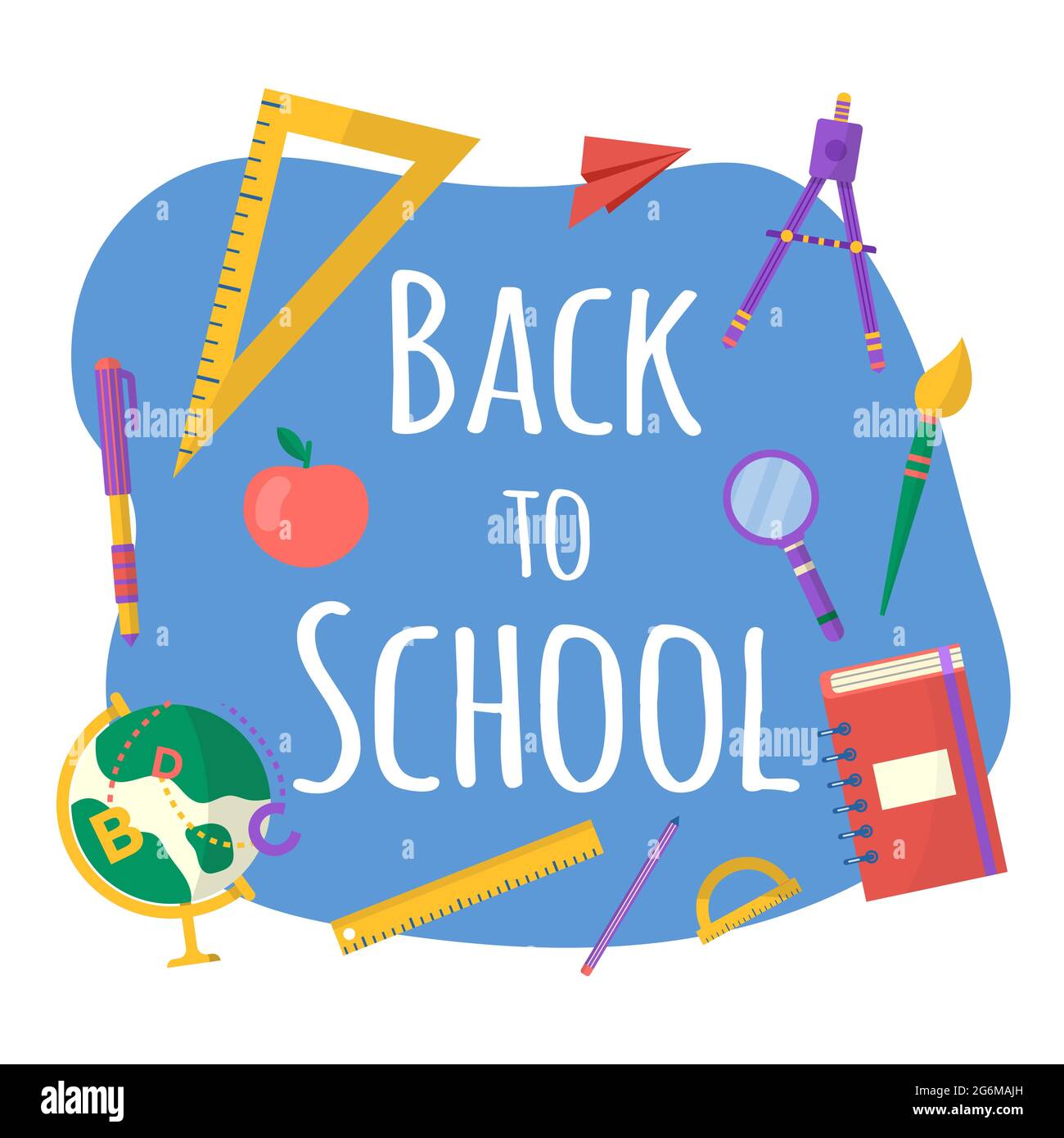 Illustration with school stationery for banner, poster. Back to school ...
