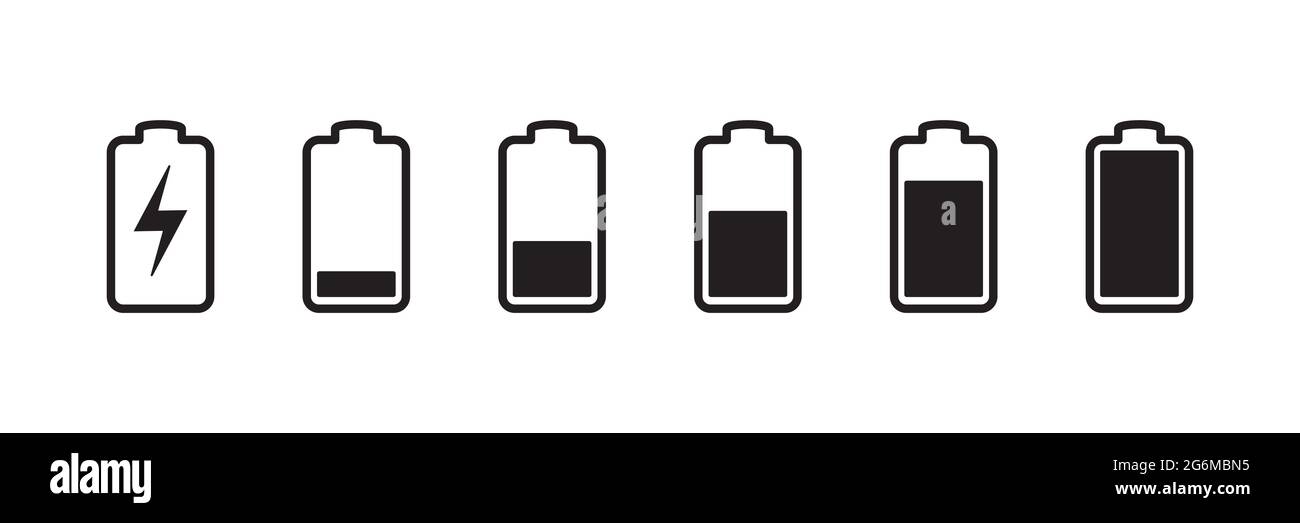 Battery charge indicators. Energy icons. Battery charge illustration ...