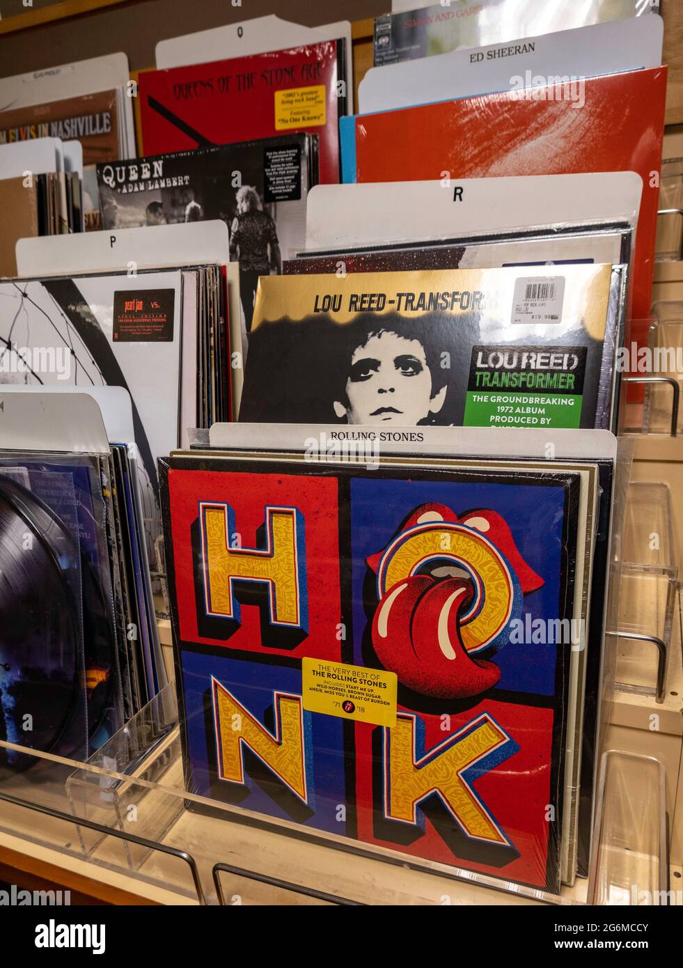 Vinyl Record display in Barnes & Noble in New York City, USA Stock Photo