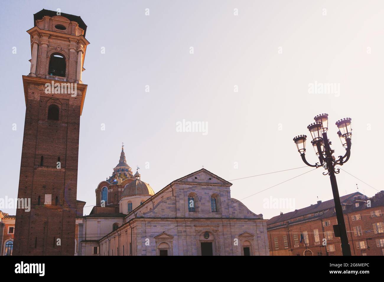 Bell tower and cathedral in Turin . Cathedral of Saint John the Baptist ...