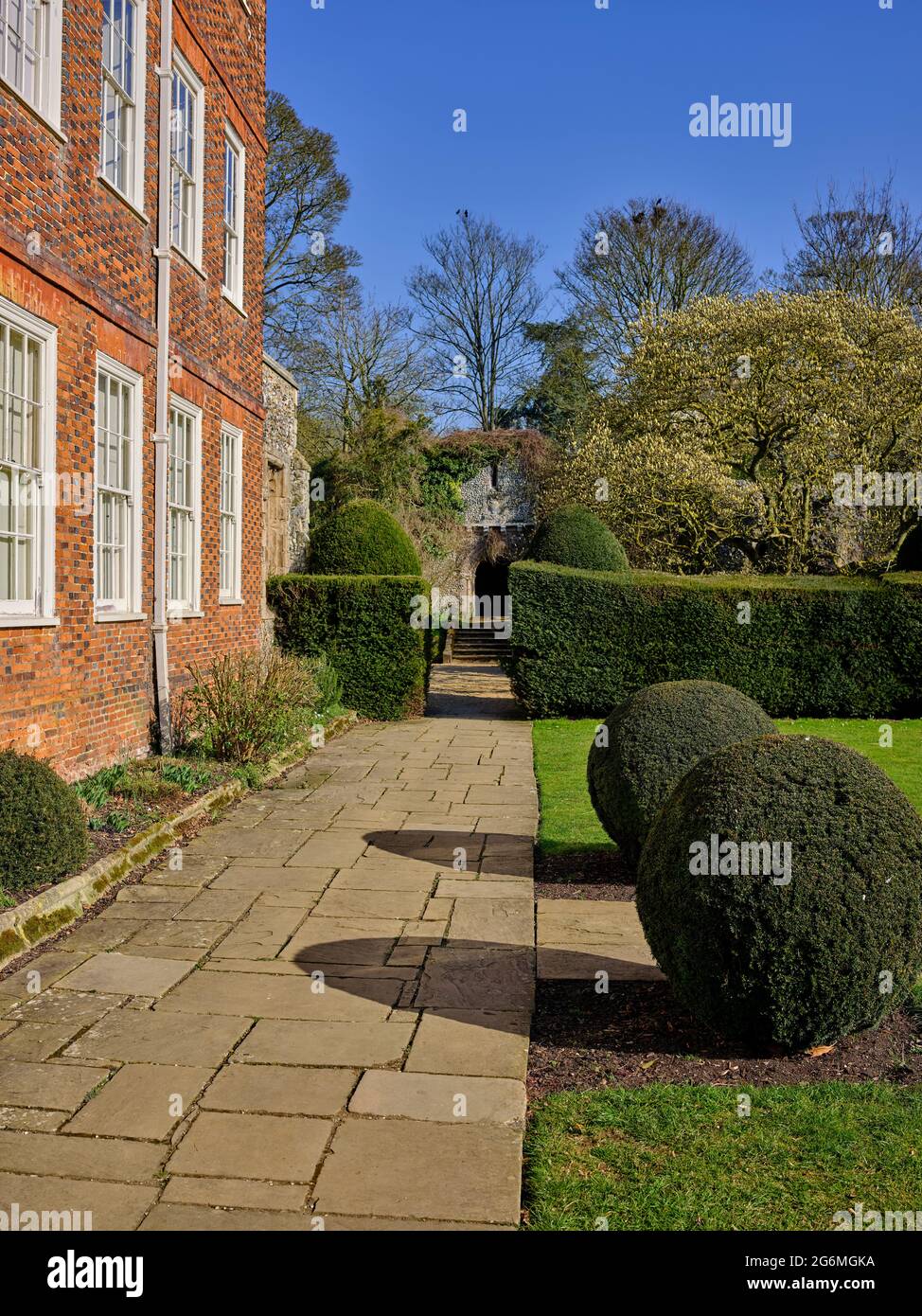Benington Lordship is an 18th-century Georgian Manor House with neo-Norman additions, including a Norman motte and bailey castle. Stock Photo