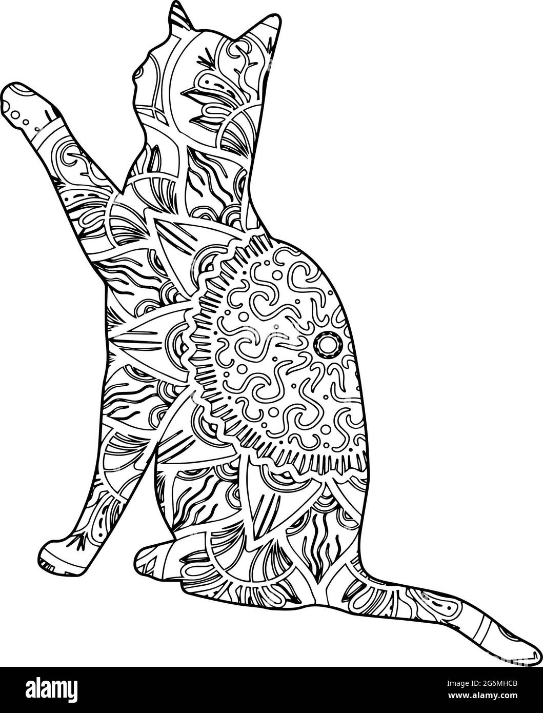 Mandala Cat Coloring Book Stock Photo
