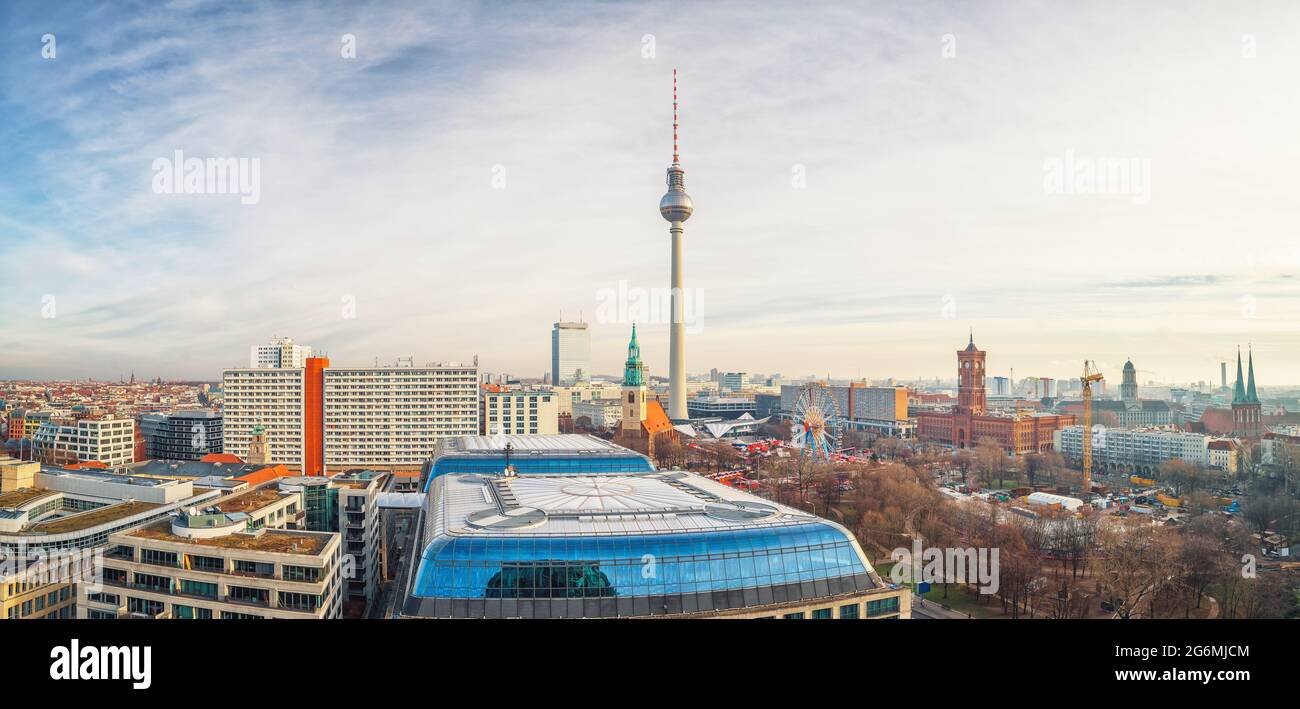 Aerial view on Alexanderplatz in Berlin, Germany Stock Photo