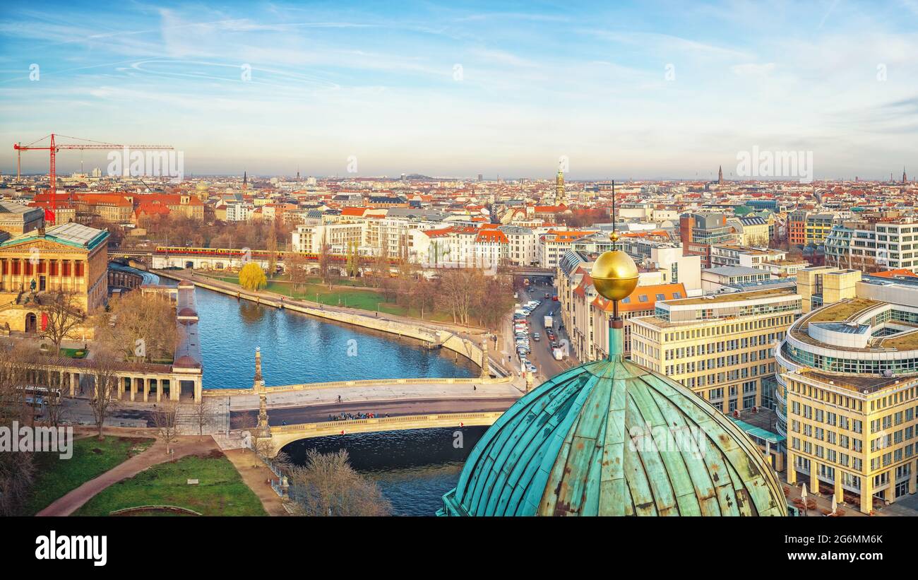 Aerial view over Spree river, Berlin, Germany Stock Photo
