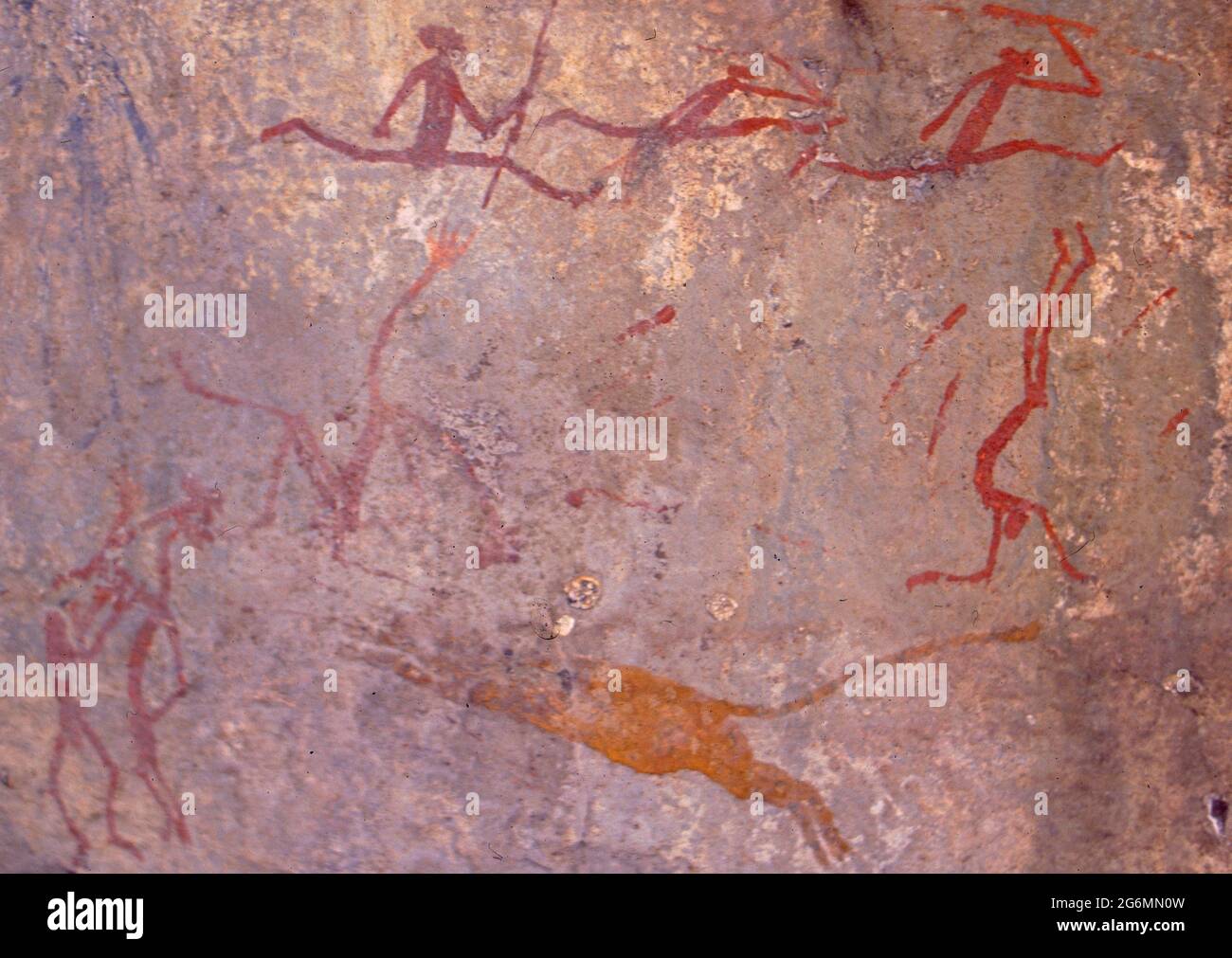 Botswana: The ancient bushmen stone paintings at Tsodillo Hills in the Central Kalahari Stock Photo