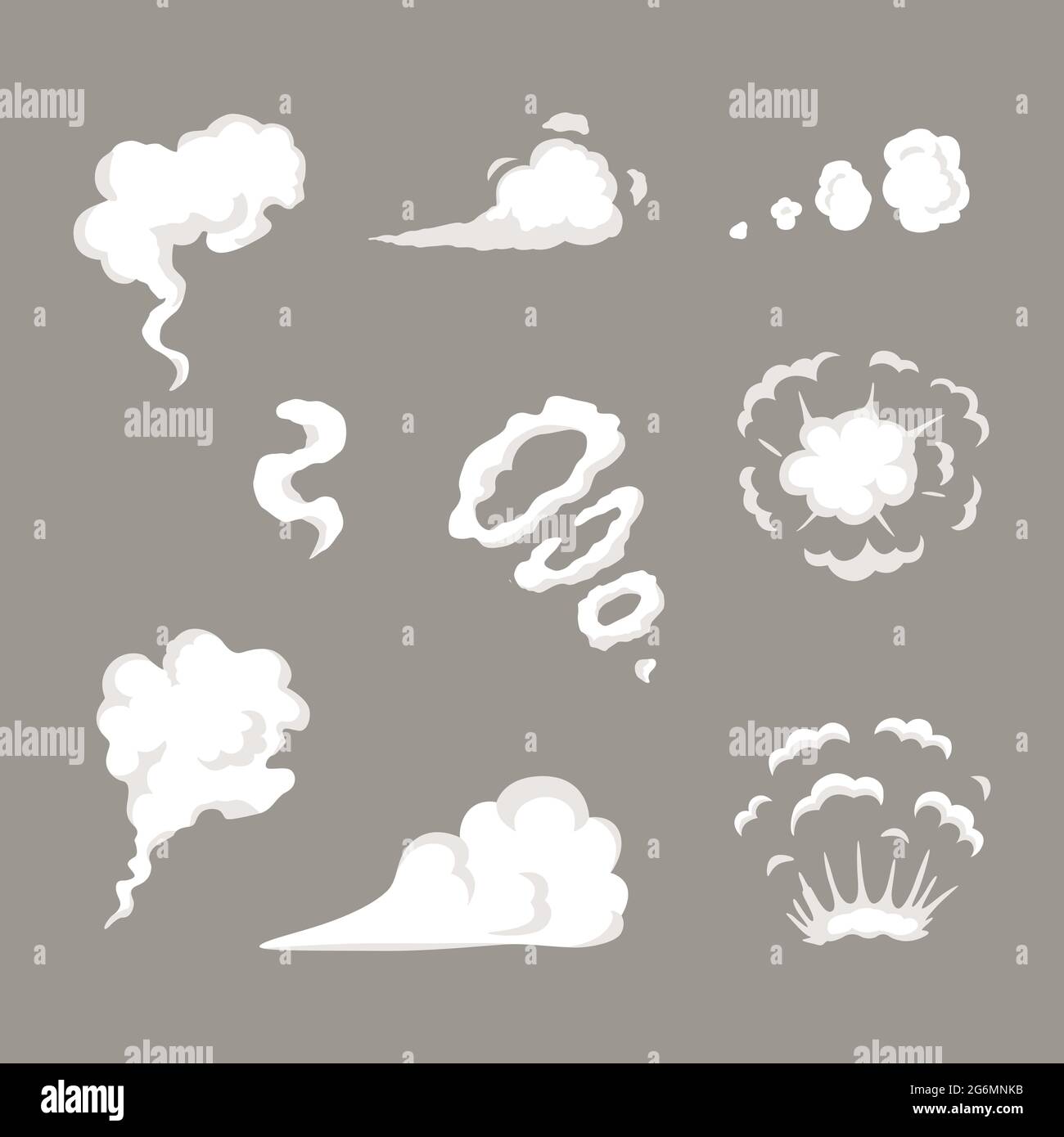 Vector smoke set special effects template. Cartoon steam clouds, puff