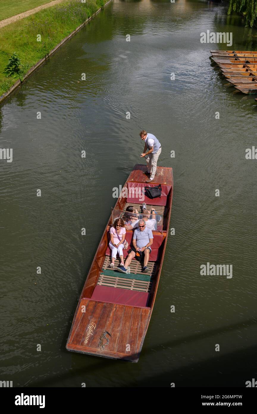 Punting on the River Cam in Cambridge, England. Stock Photo