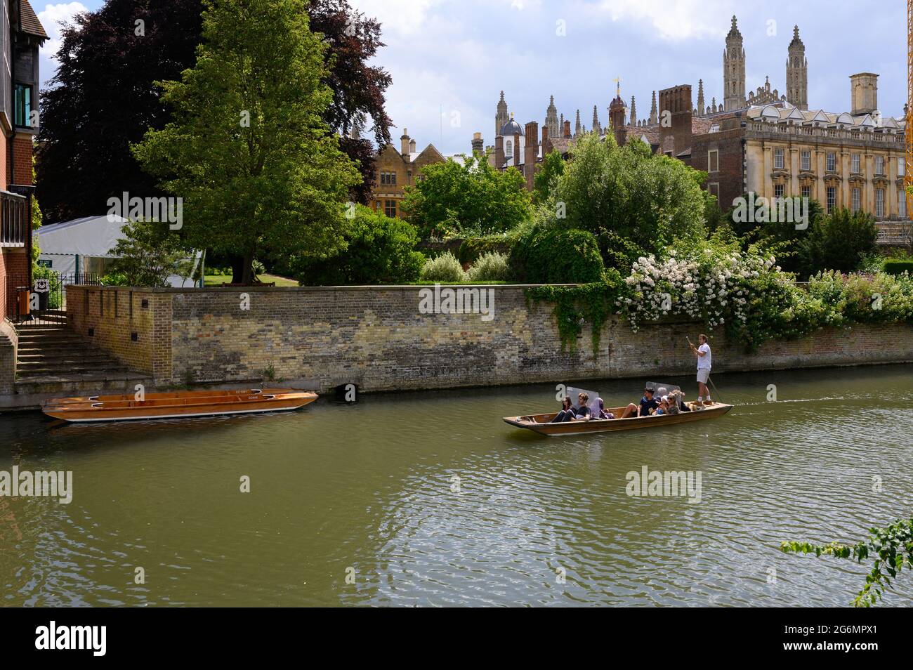Punting on the River Cam in Cambridge, England. Stock Photo
