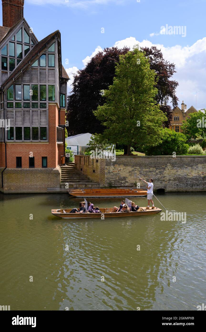 Punting on the River Cam in Cambridge, England. Stock Photo
