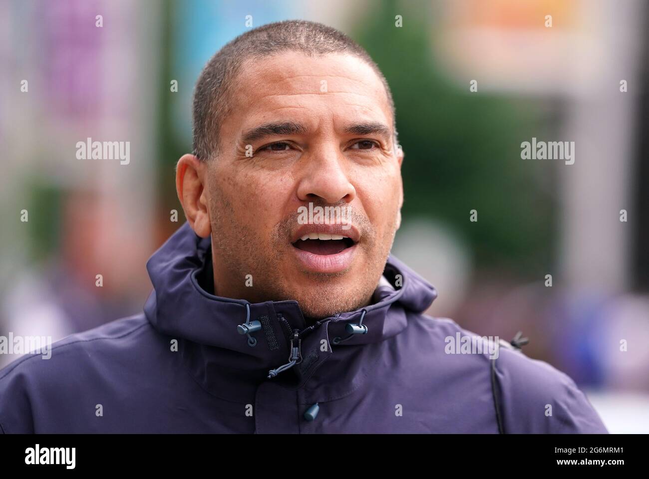 Stan Collymore outside Wembley Stadium ahead of the UEFA Euro 2020 semi
