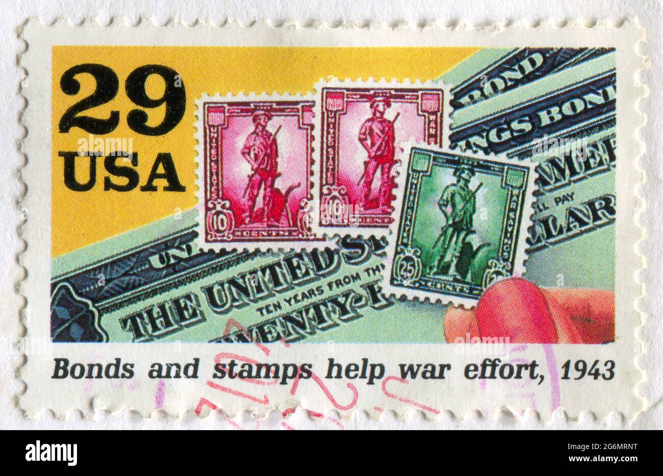 UNITED STATES - CIRCA 1993: stamp printed by United States, shows Bonds and stamps help war effort, circa 1993 Stock Photo